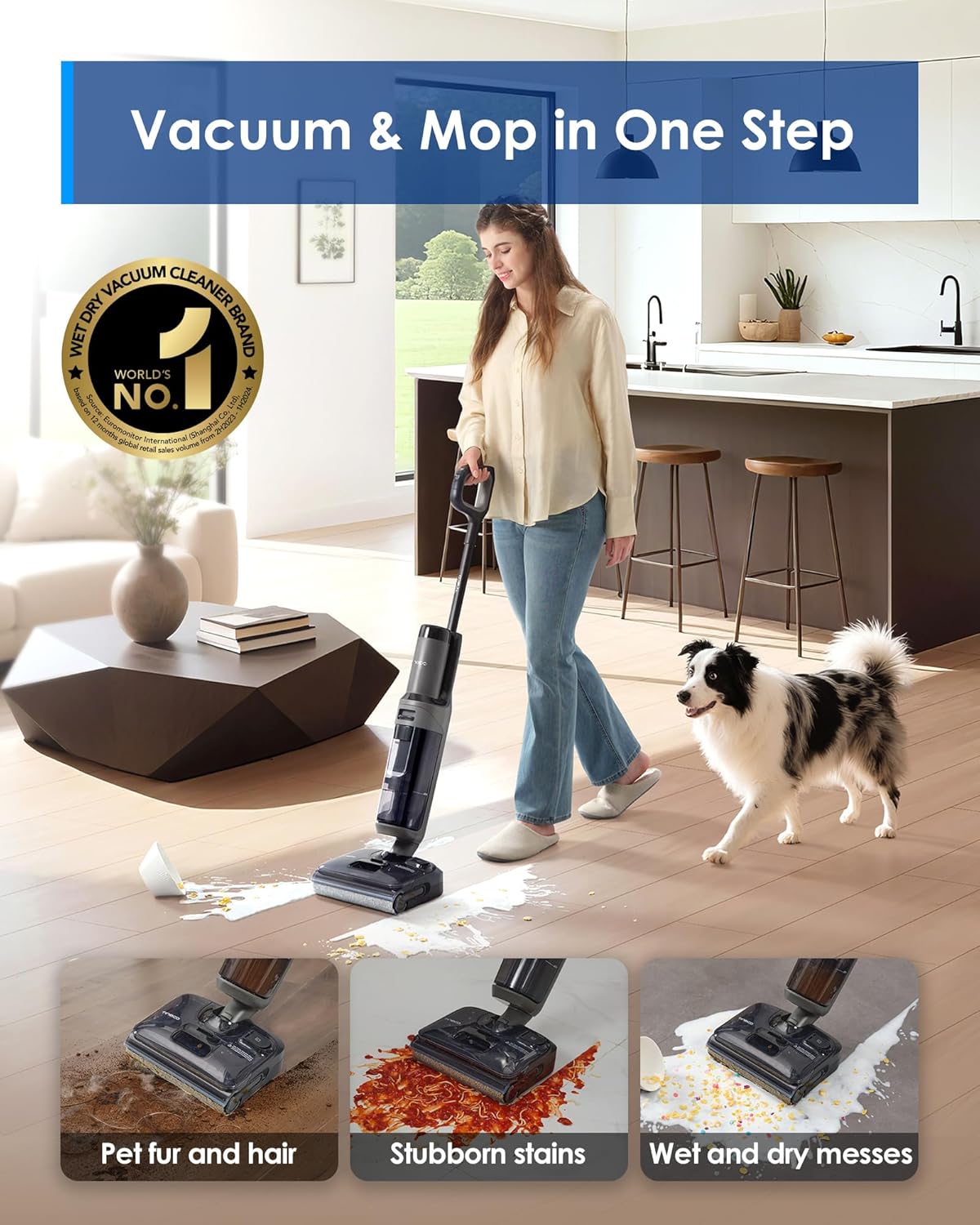 Tineco Floor ONE i6 Stretch Wet Dry Vacuum Cleaner, Vacuum & Mop All in One, 20kpa Powerful
