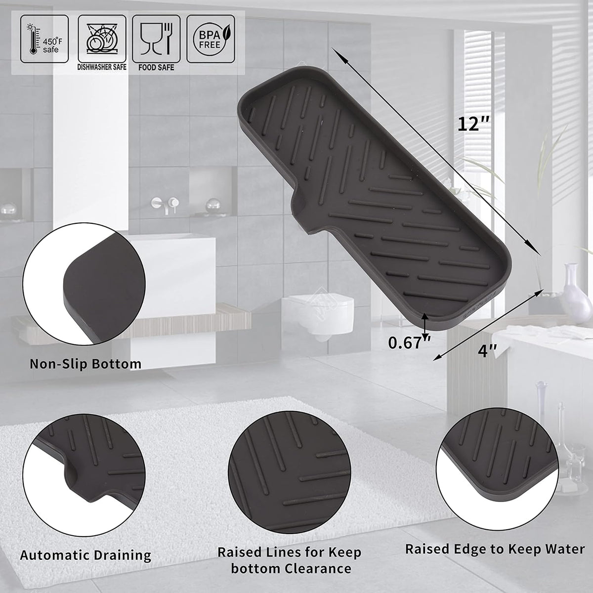 Silicone Bathroom Soap Dishes with Drain Spout-Bathroom and Kitchen Sink Organizer,Sponge