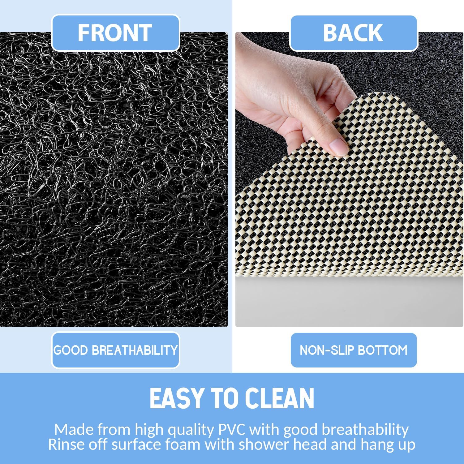 Non-Slip Bathtub Mat, Anti Slip Shower Mat, Fast Drying Bathtub Mats, Foot Scrubber Mat, Anti Slip