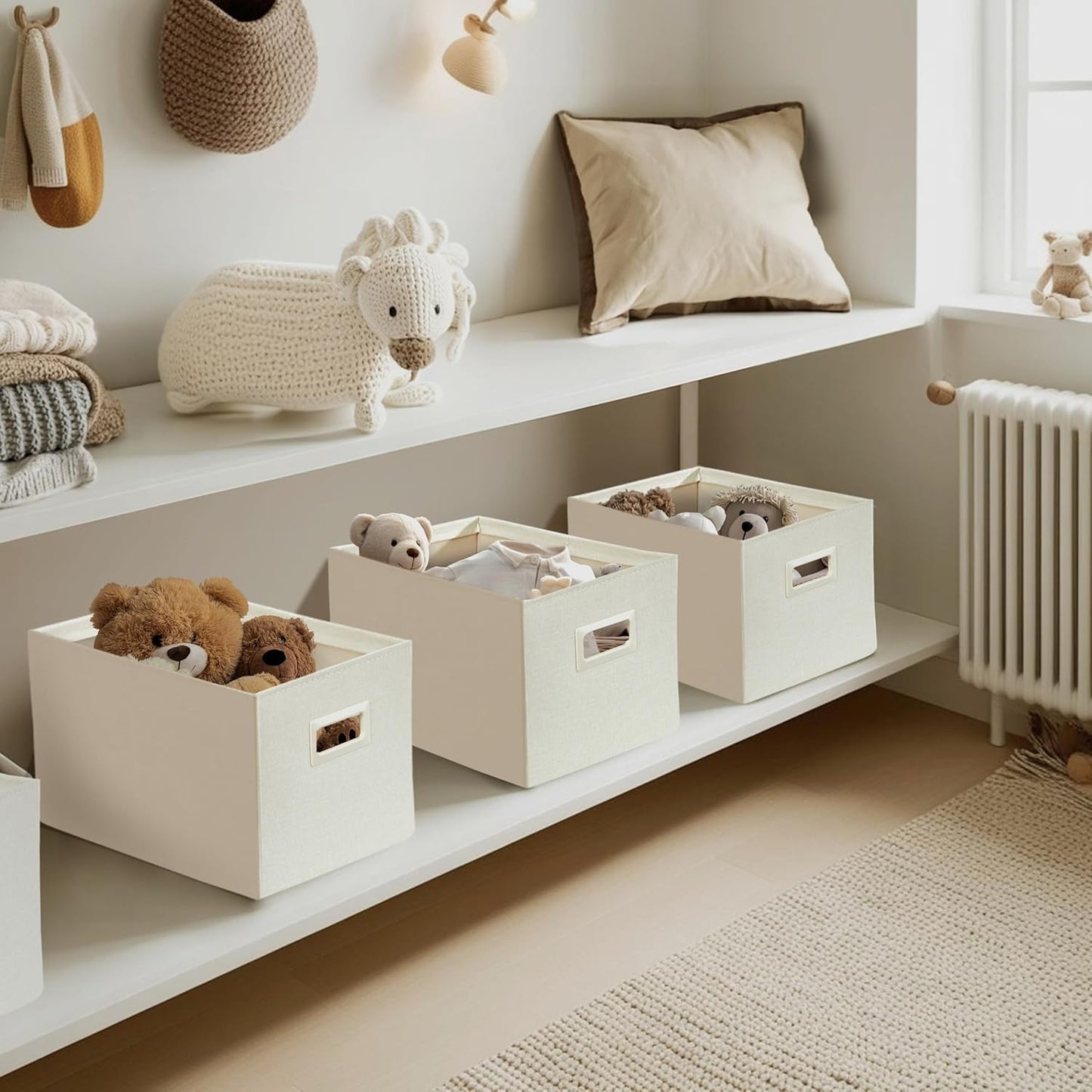 DECOMOMO Storage Bins for Shelves Robust Fabric Closet Bins for Shelves Toy Storage Clothes Books