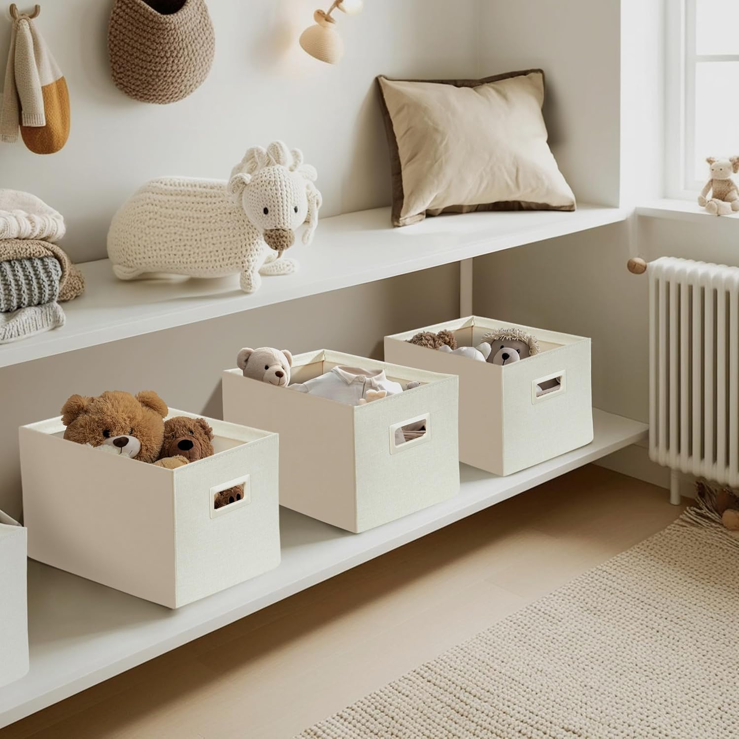 DECOMOMO Storage Bins for Shelves Robust Fabric Closet Bins for Shelves Toy Storage Clothes Books
