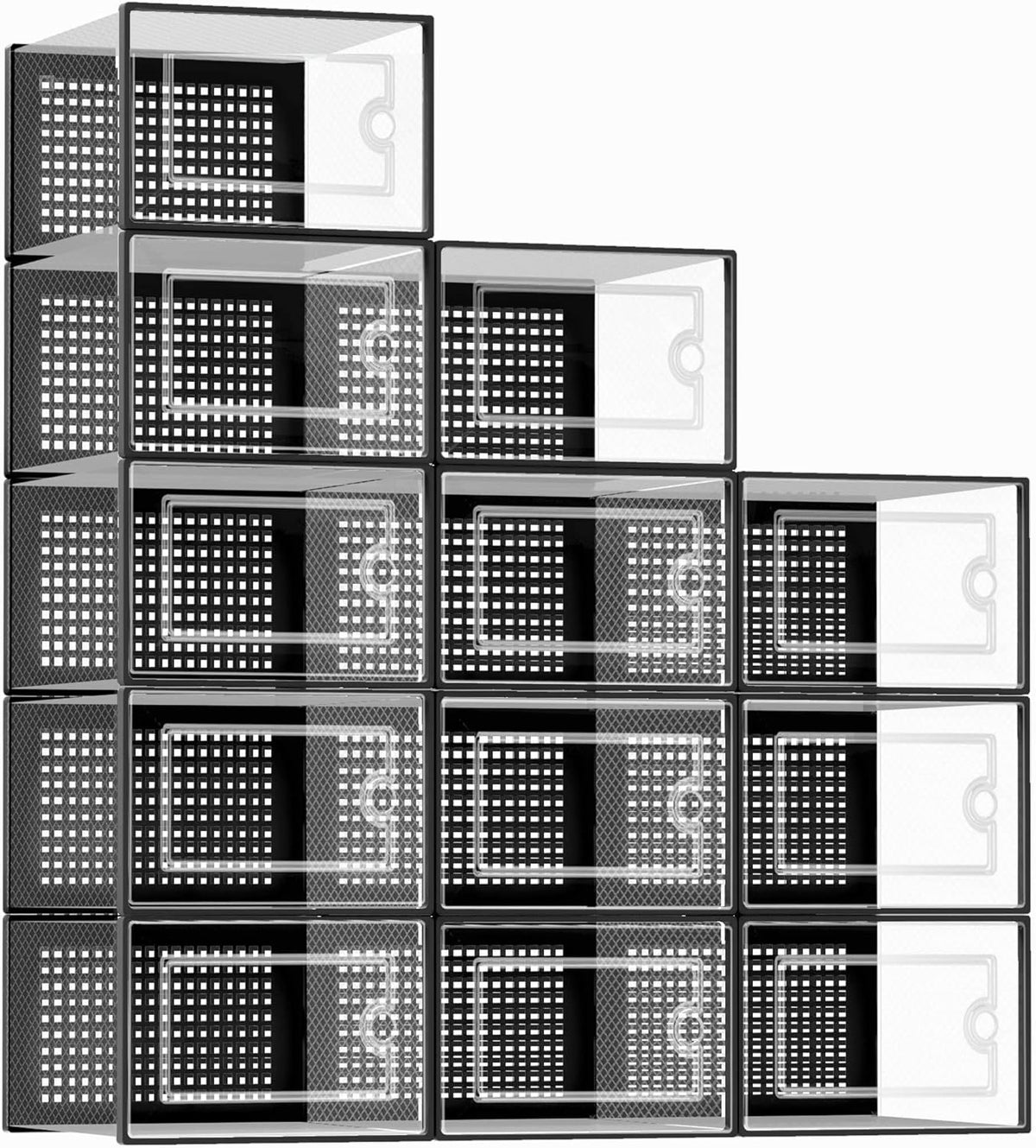 Kuject X-Large Shoe Storage Boxes Organizers Clear Plastic Stackable 12 Pack, Shoe Rack & Holder