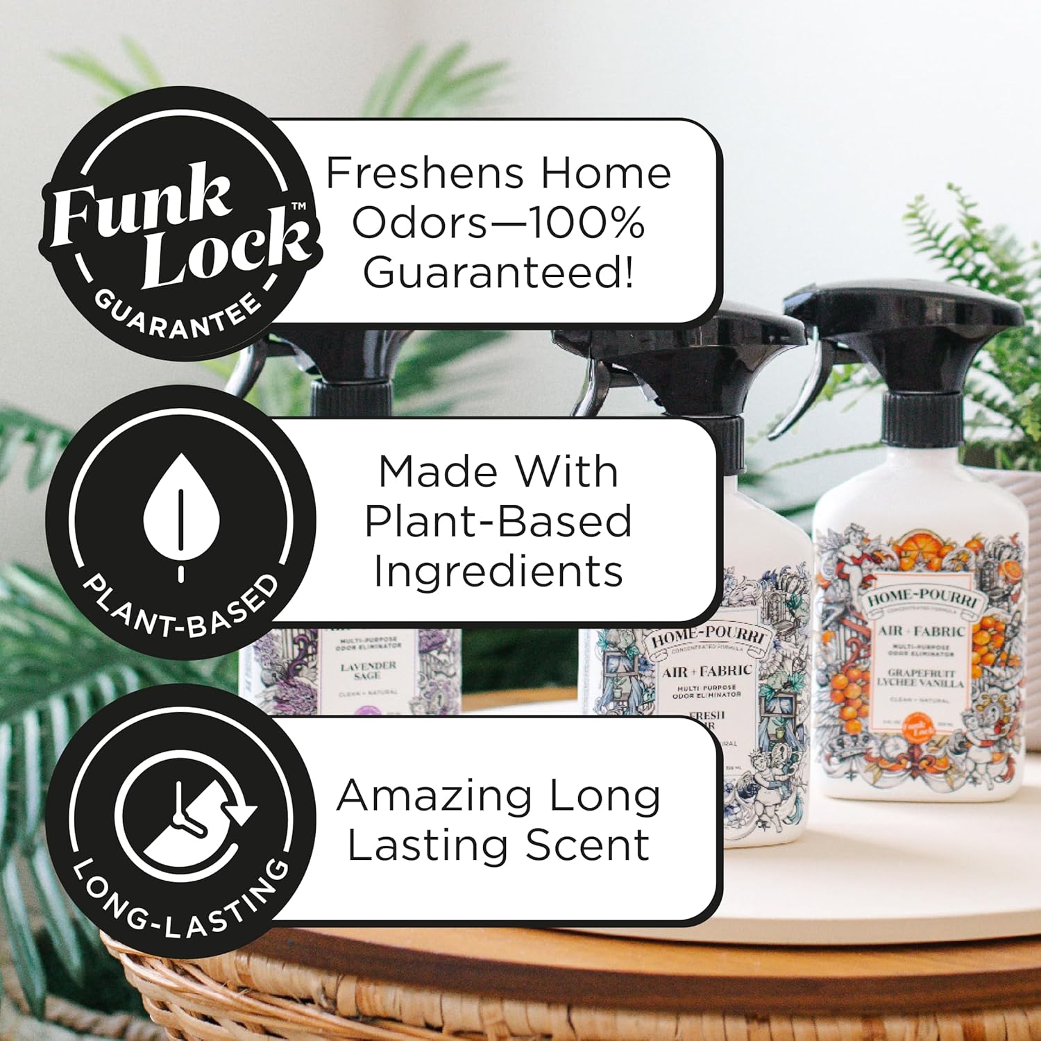 Home-Pourri Air + Fabric Multi-Purpose Odor Freshener Spray, Grapefruit Lychee Vanilla, 11 Fl Oz