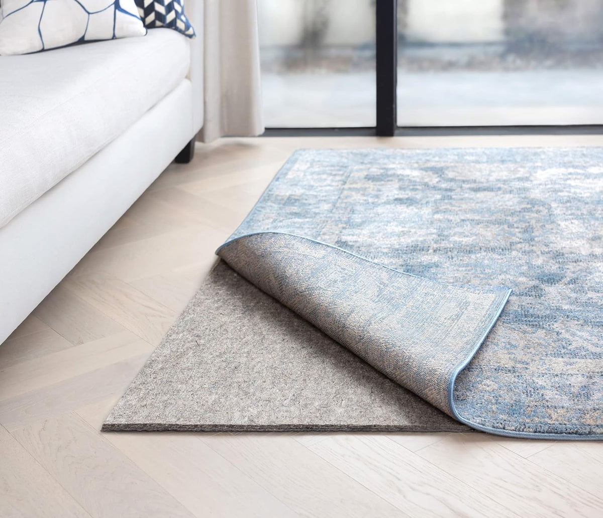 RUGPADUSA - Dual Surface - 5'x8' - 1/2" Thick - Felt + Rubber - Non-Slip Backing Rug Pad - Adds