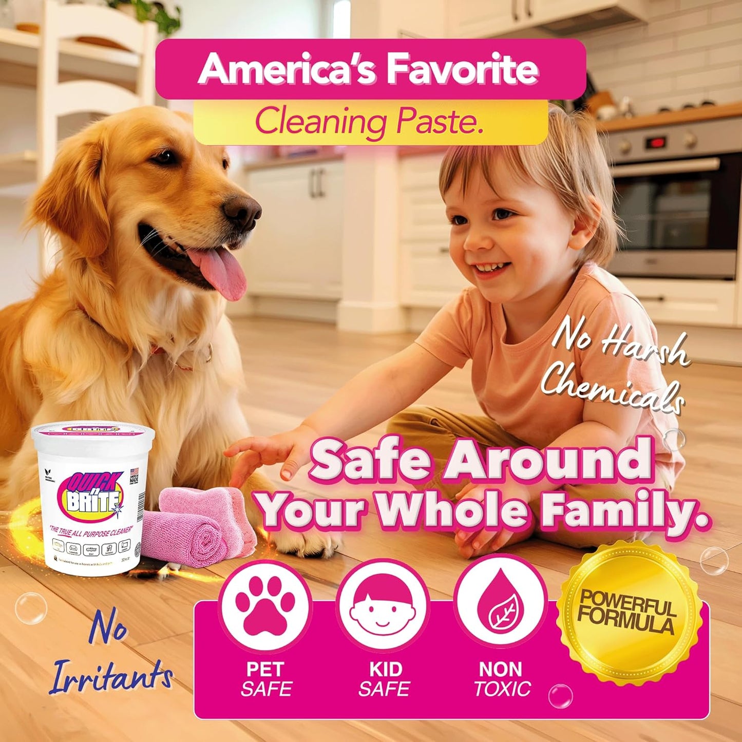 Quick 'n Brite All Purpose Cleaning Paste – Miracle Cleaner for Tough Stains, Biodegradable