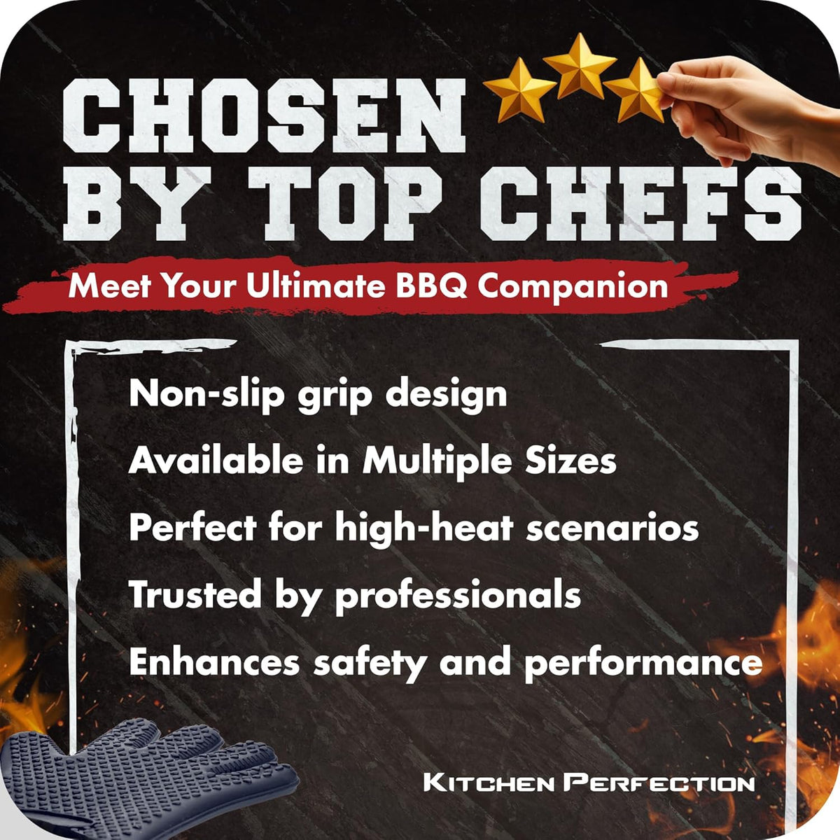 KITCHEN PERFECTION S Silicone Smoker Oven Gloves -Extreme Heat Resistant BBQ Gloves -Handle Hot