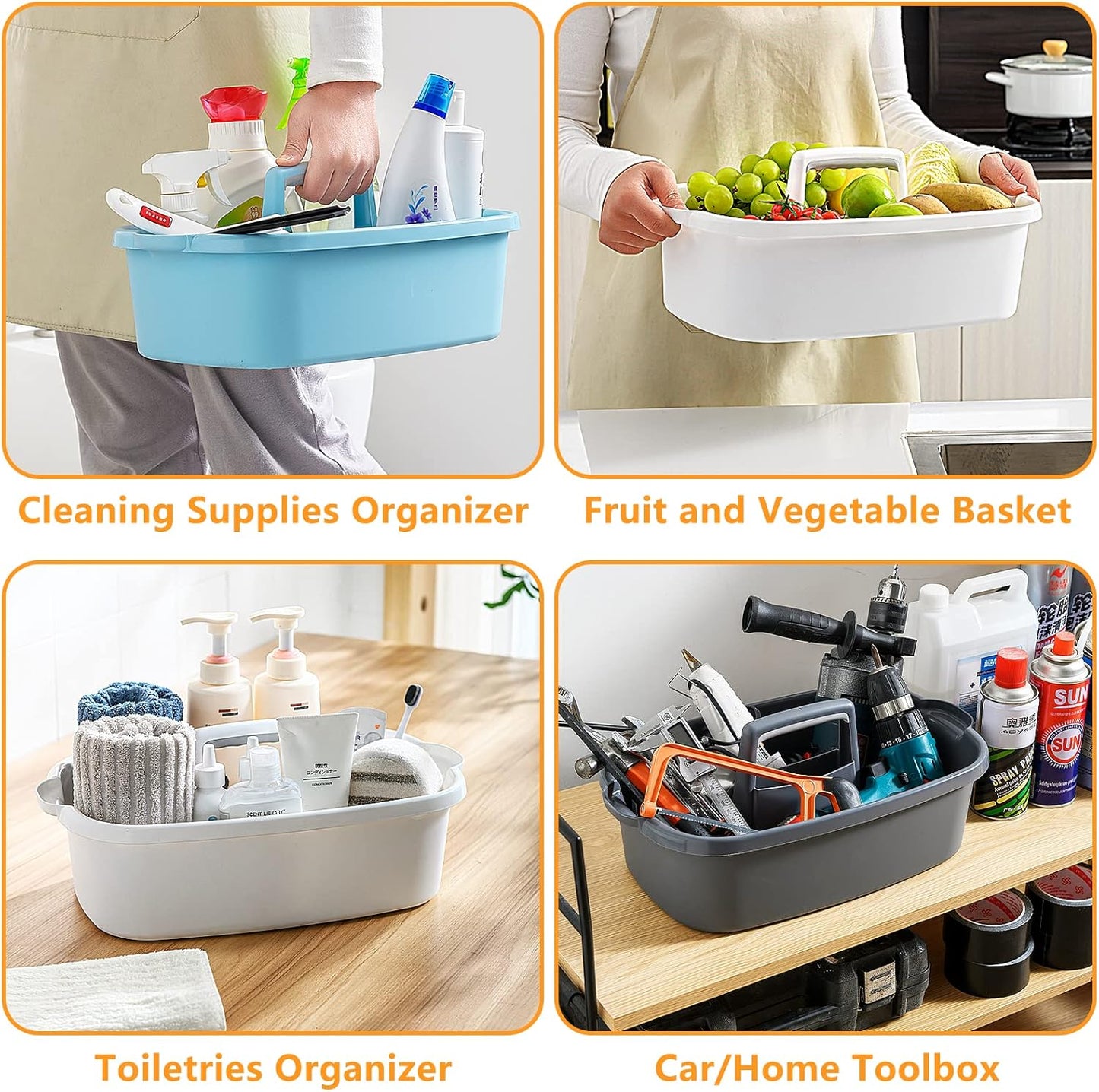 Multi-Purpose Cleaning Caddy with Handle, Shower Caddy Organizer/Storage Basket/Totes Portable for