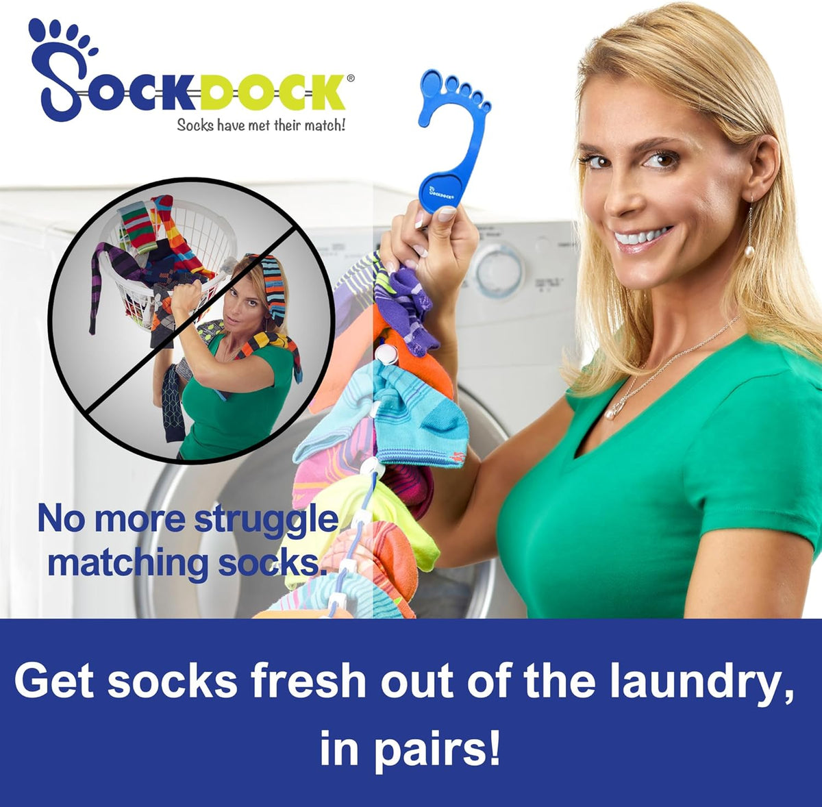 Sock Laundry Solution for Washing Drying & Storing Socks in Pairs, Clip & Hold Socks in Washer