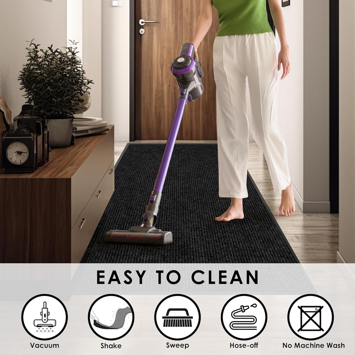 4′ x 22′ Front Door Mat Indoor Outdoor Entrance, Commercial Floor Mat Heavy Duty Dirt Trapper