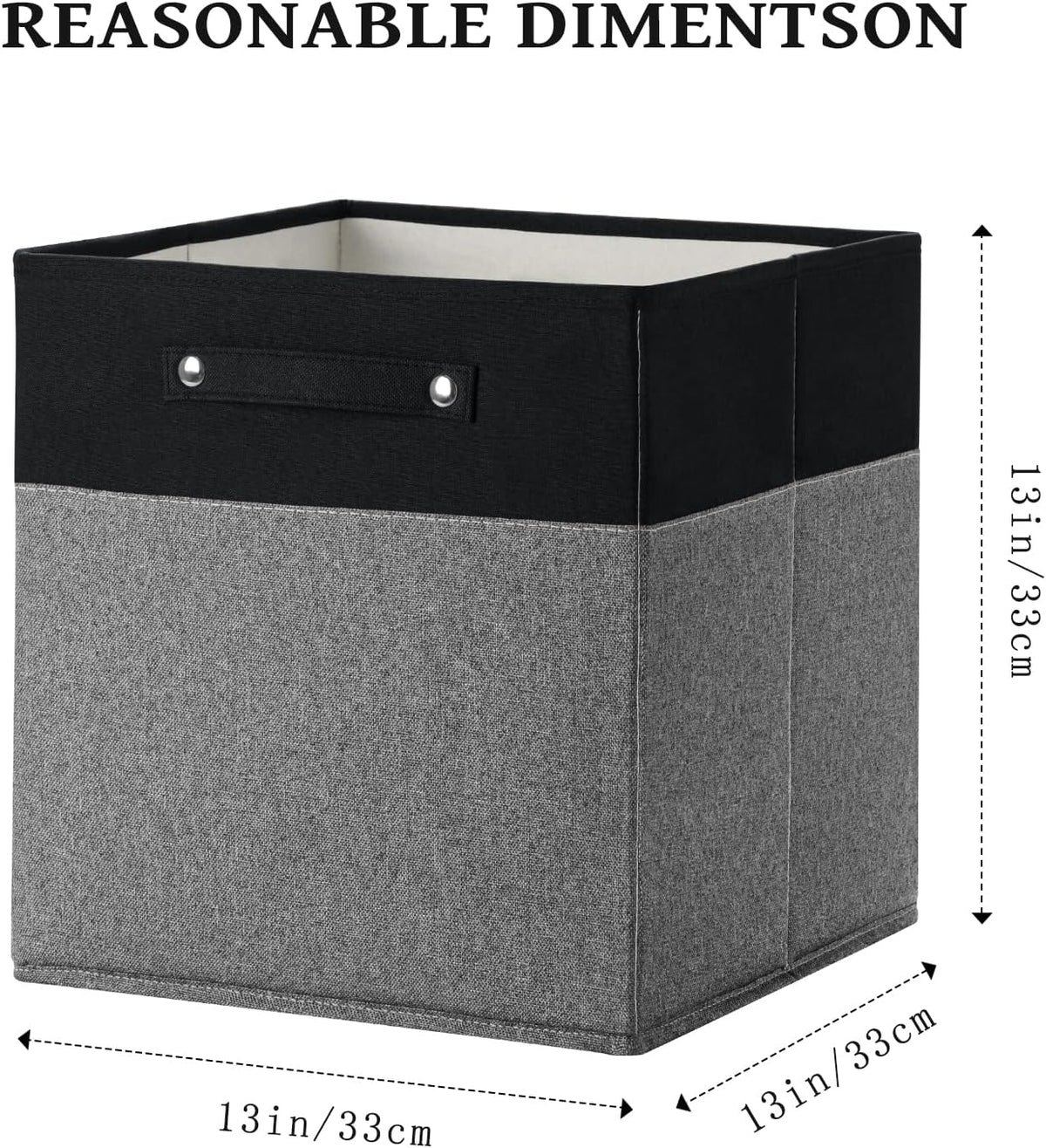 13 x 13 Inch Fine Linen Storage Bins with Handles，Fabric Cube Boxs，Collapsible Basket Organizers