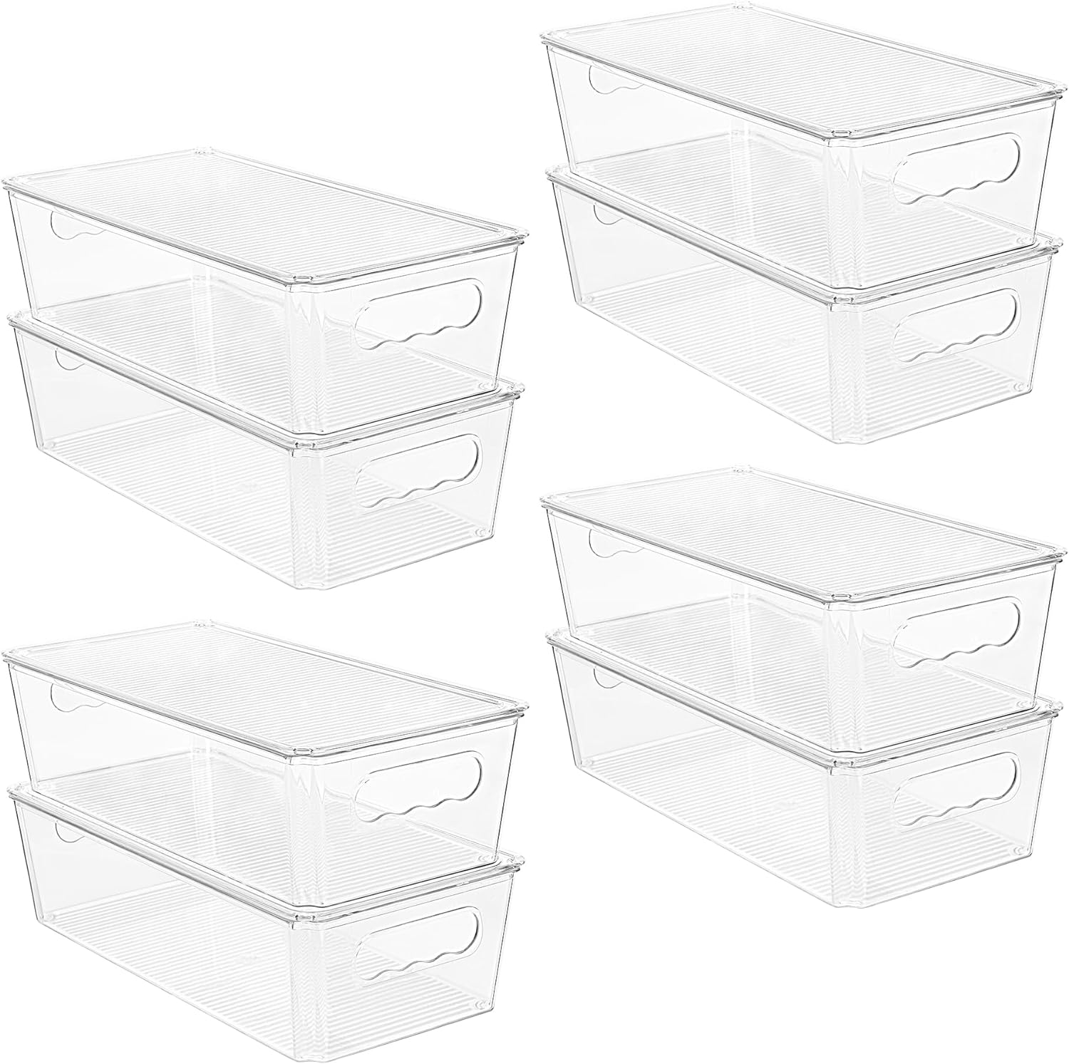 Vtopmart 8pcs Clear Organizers and Storage Bins with Lids, Stackable Plastic Storage Containers