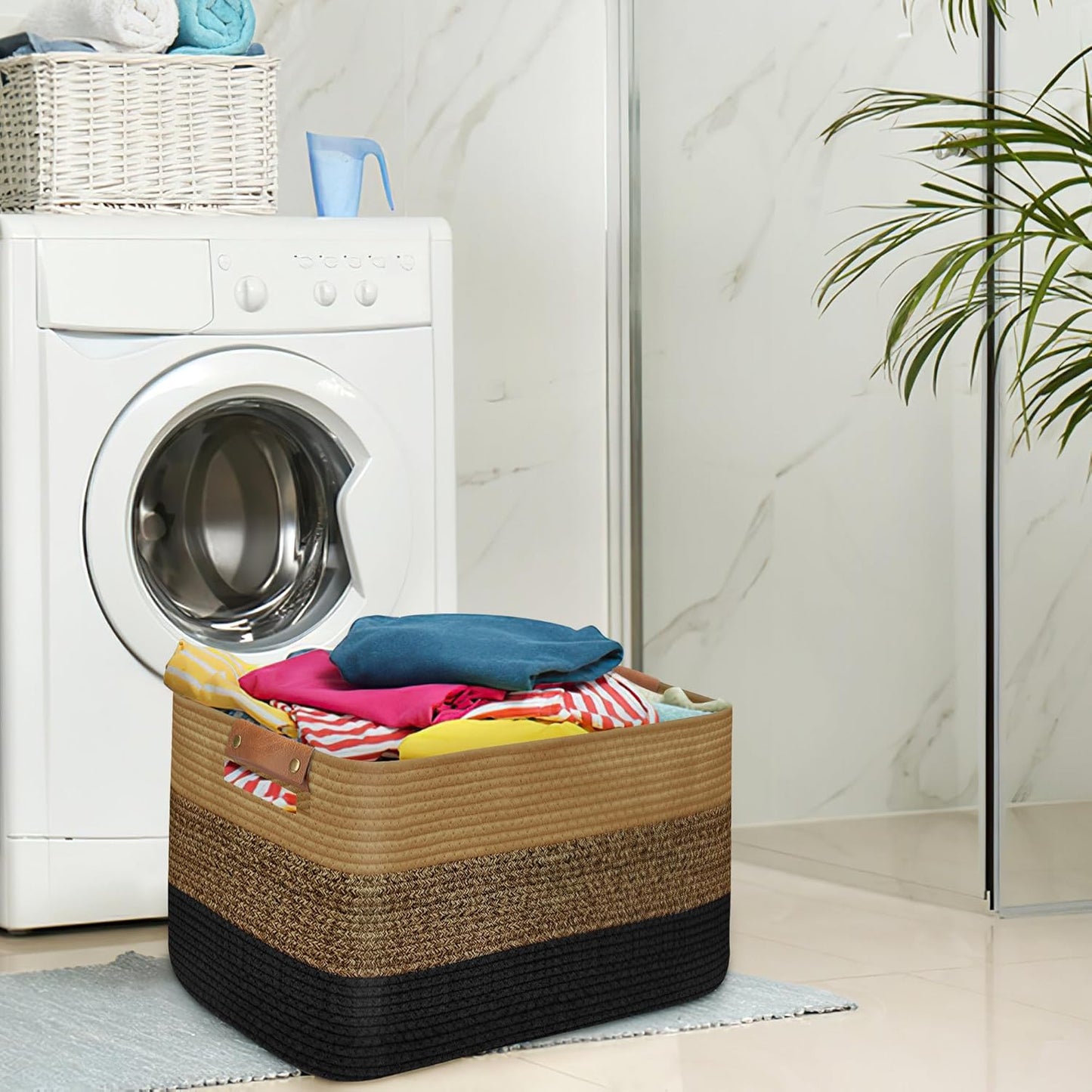 Large Collapsible Laundry Basket, Clothes Hamper for Blanket, Toy, Towels, Woven Baskets for