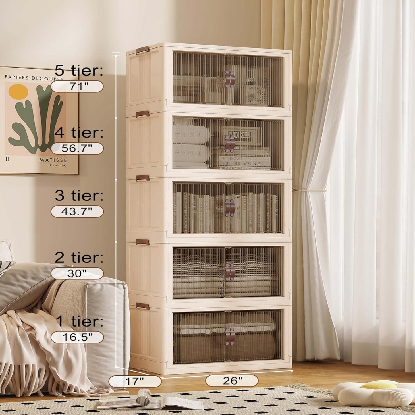 SAILUN 136Gal/543Qt Stackable Storage Bins Folding Collapsible Storage Bins with Lid, Closet