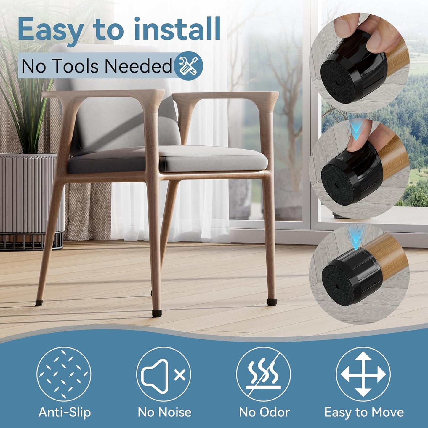 24PCS Extra Small Silicone Chair Leg Floor Protectors for Hardwood Floors, Thicken Rubber Chair Leg