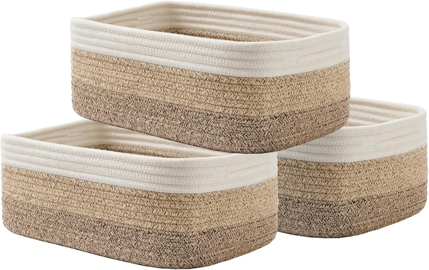 Small Woven Basket, 13.5 x 9.5 x 5 Inches, Storage Basket for Organizing, Cute Small Rope Shelf