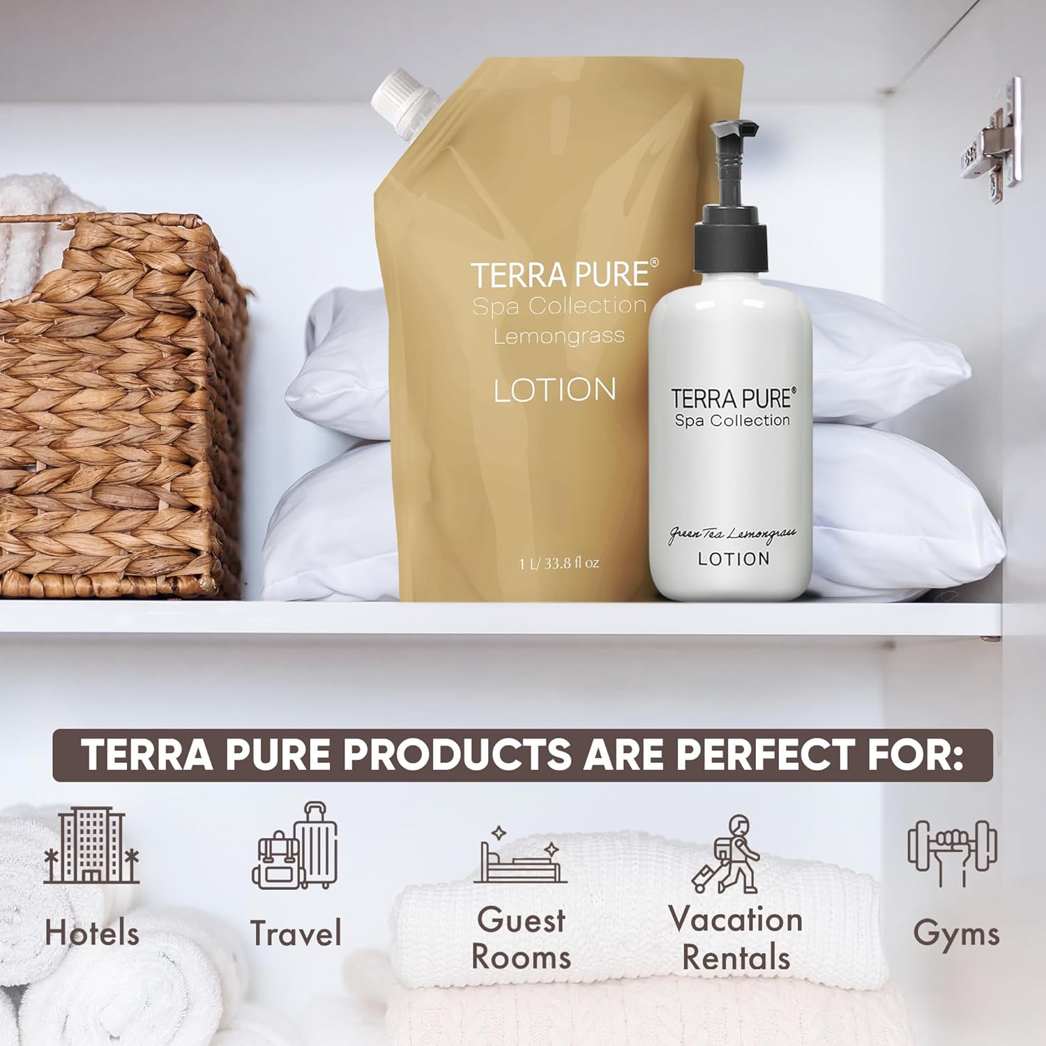 Terra Pure Spa Collection 1 Liter Lotion Refill Bag For Soap Dispensers | Bulk Toiletries for