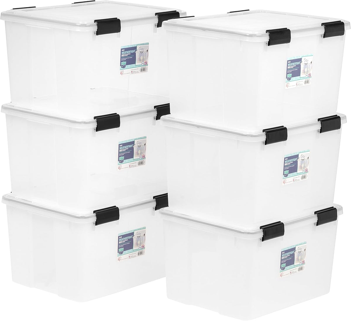 IRIS USA 47 Quart WEATHERPRO Plastic Storage Bins with Lids, Tote Organizing Container with Durable