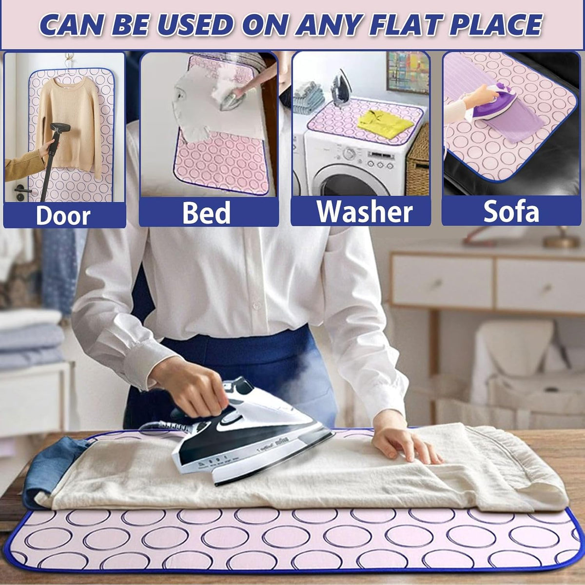 Portable Ironing Mat for Table Top Ironing Pad for Countertop Thick Ironing Blanket Over The Door
