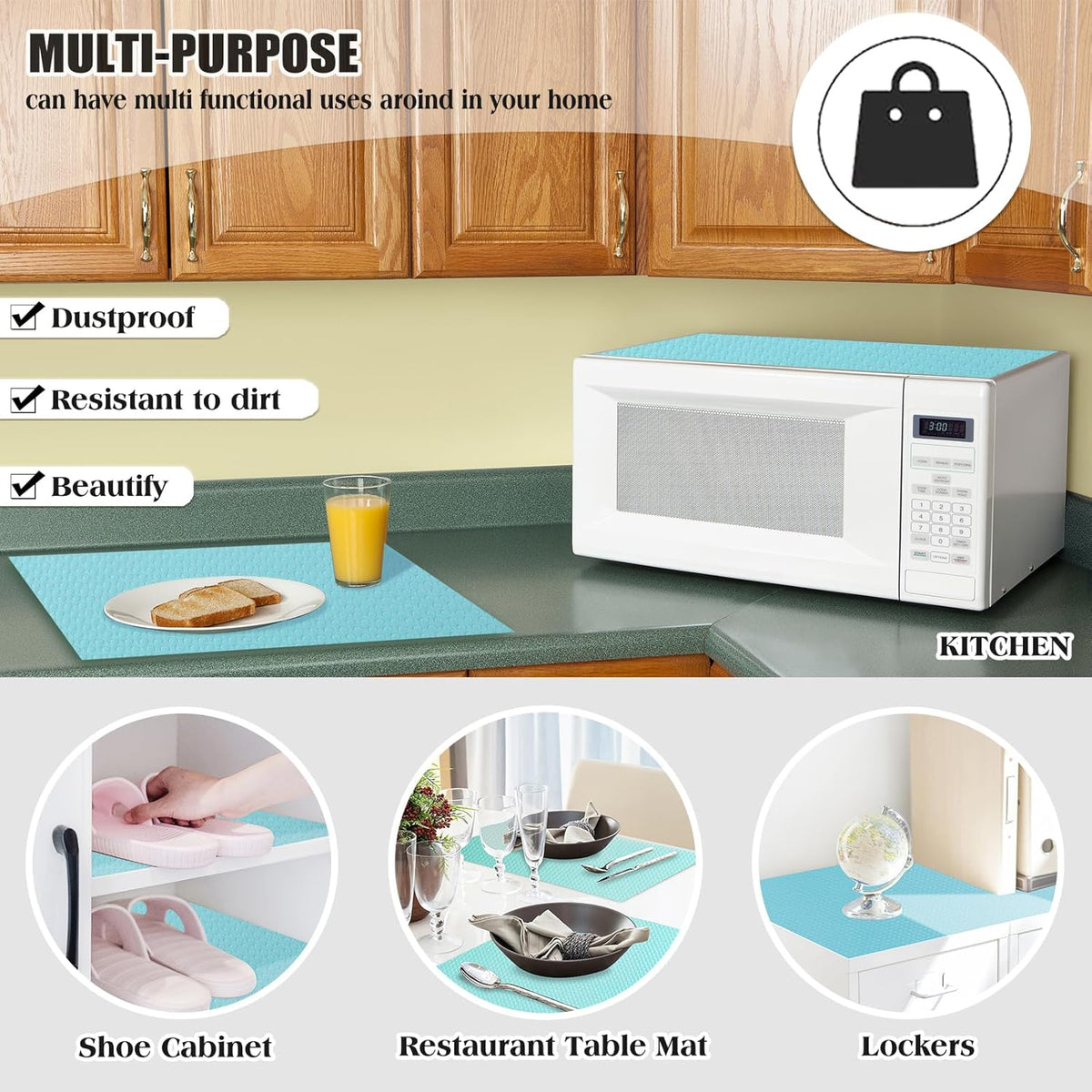 10Pcs Refrigerator Liners, Washable Fridge Liner Shelf Mats Refrigerator Pads for Cupboard Cabinet