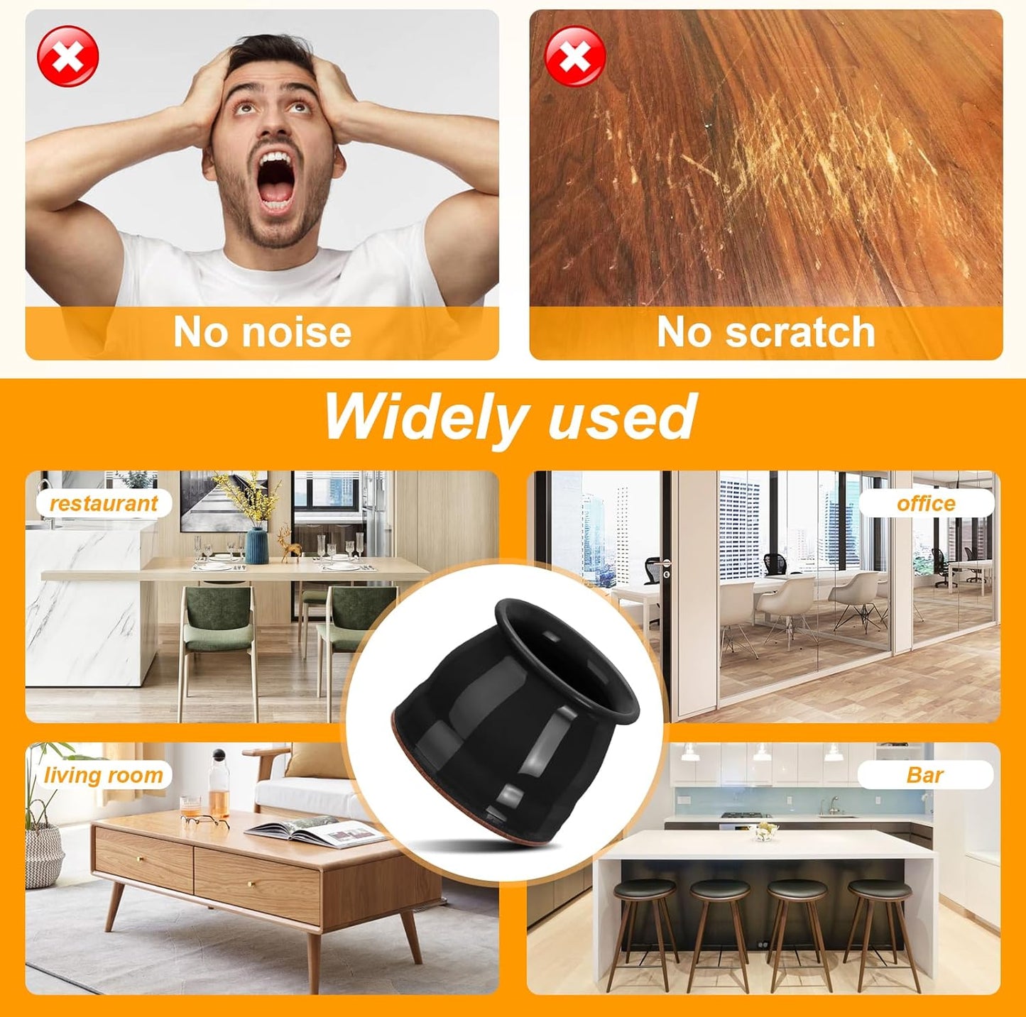 CHUNZEXI 32 Pack Chair Leg Floor Protectors for Hardwood Floors, Silicone Felt Covers Pads Caps