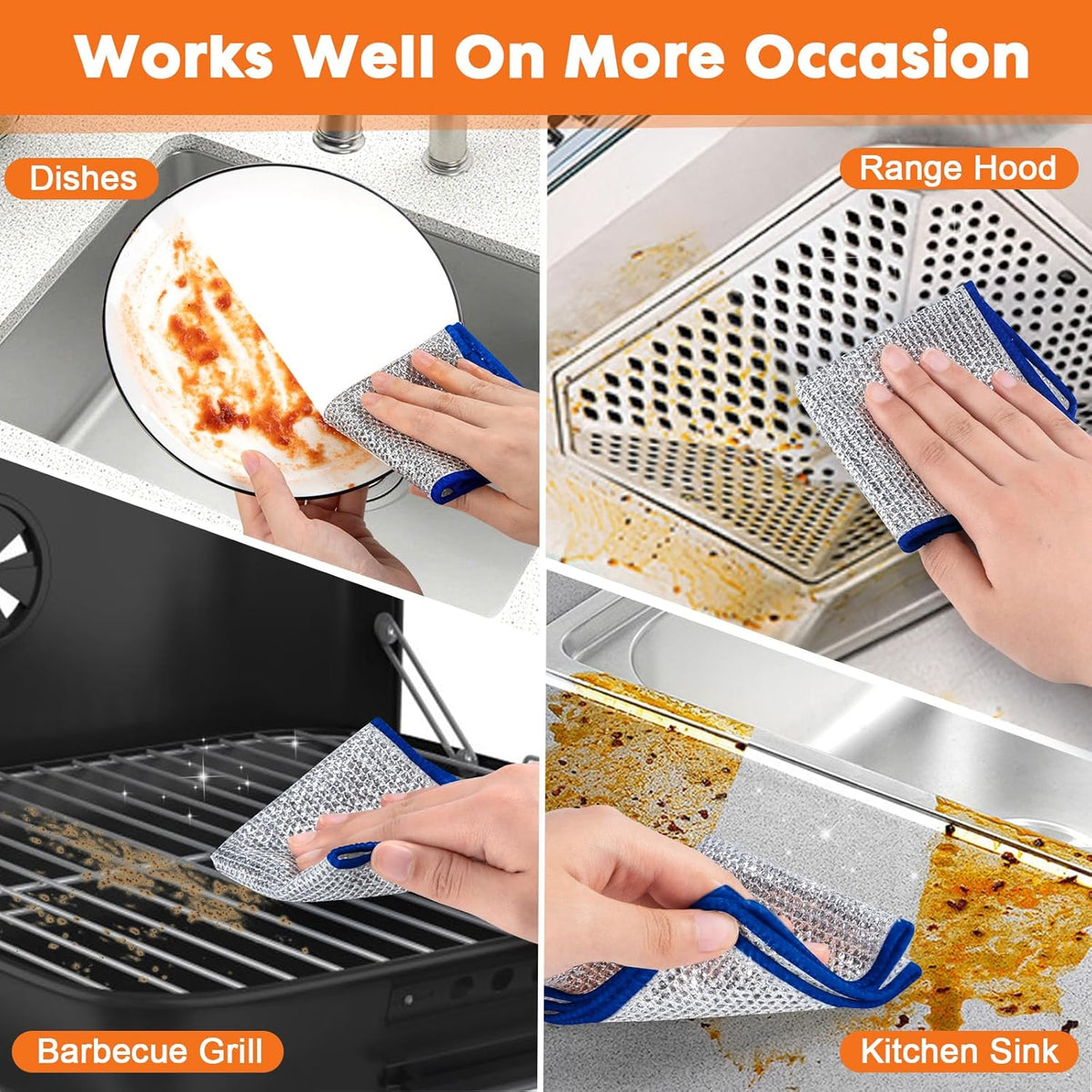 COBETE Non Scratch Wire Dishcloth,Double-Layer Wire Dishwashing Rags for Wet and Dry,Wire Miracle