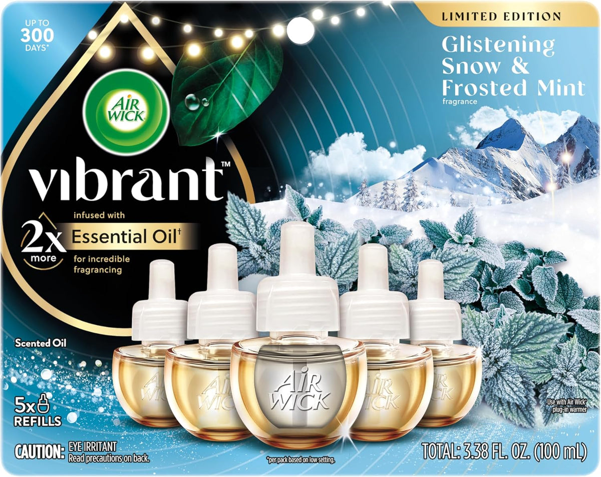 Air Wick Plug In Advanced Scented Oil,Glistening Snow + Frosted Mint,Air Fresheners for Home Long
