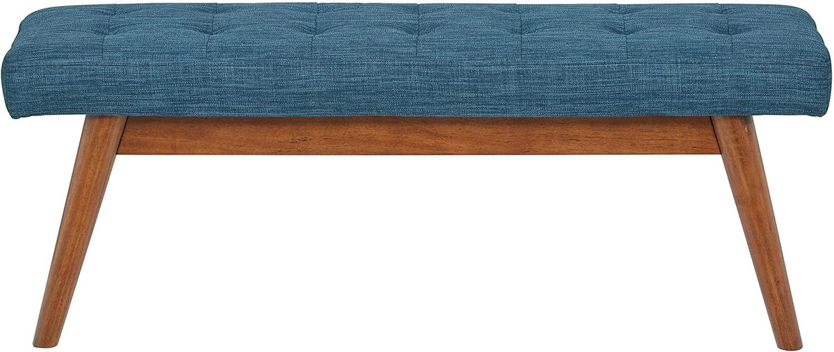 Amazon Basics Modern Haraden Upholstered Button-Tufted Bench, Blue, 16 x 44 x 17 in (Previously
