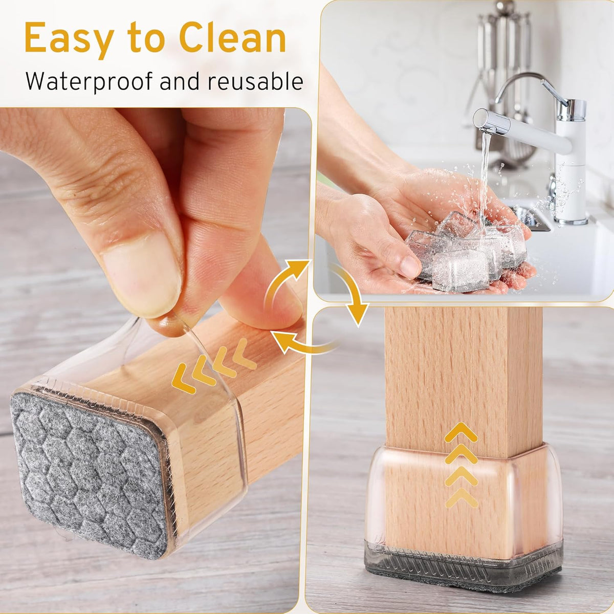 24PCS Rectangular Chair Leg Floor Protectors, Furniture Sliders, Non-Slip Felt Furniture Pads for