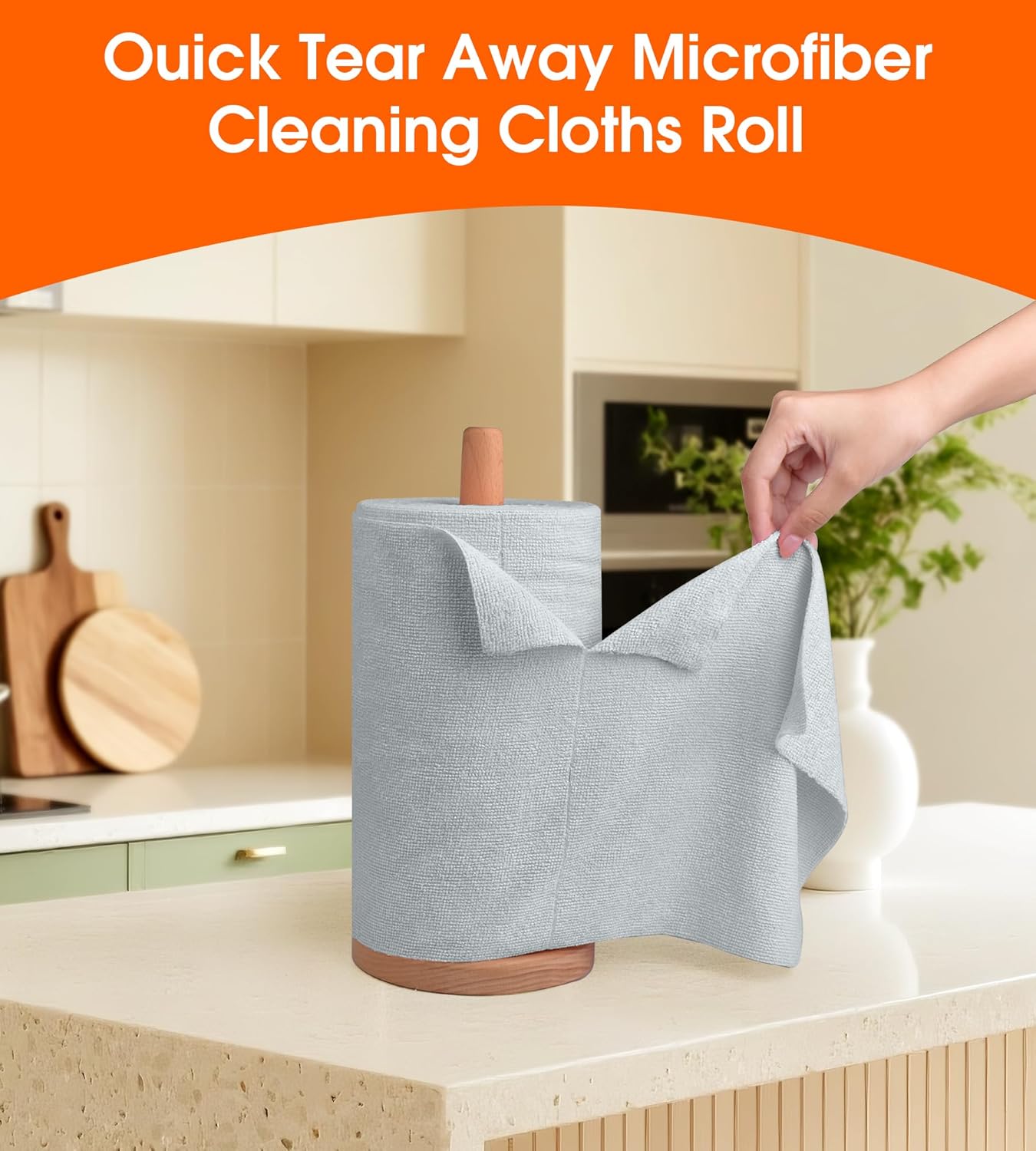 Roll of Microfiber Cleaning Cloth –100 Pack, Tear Away Microfiber Towels, Reusable, Washable