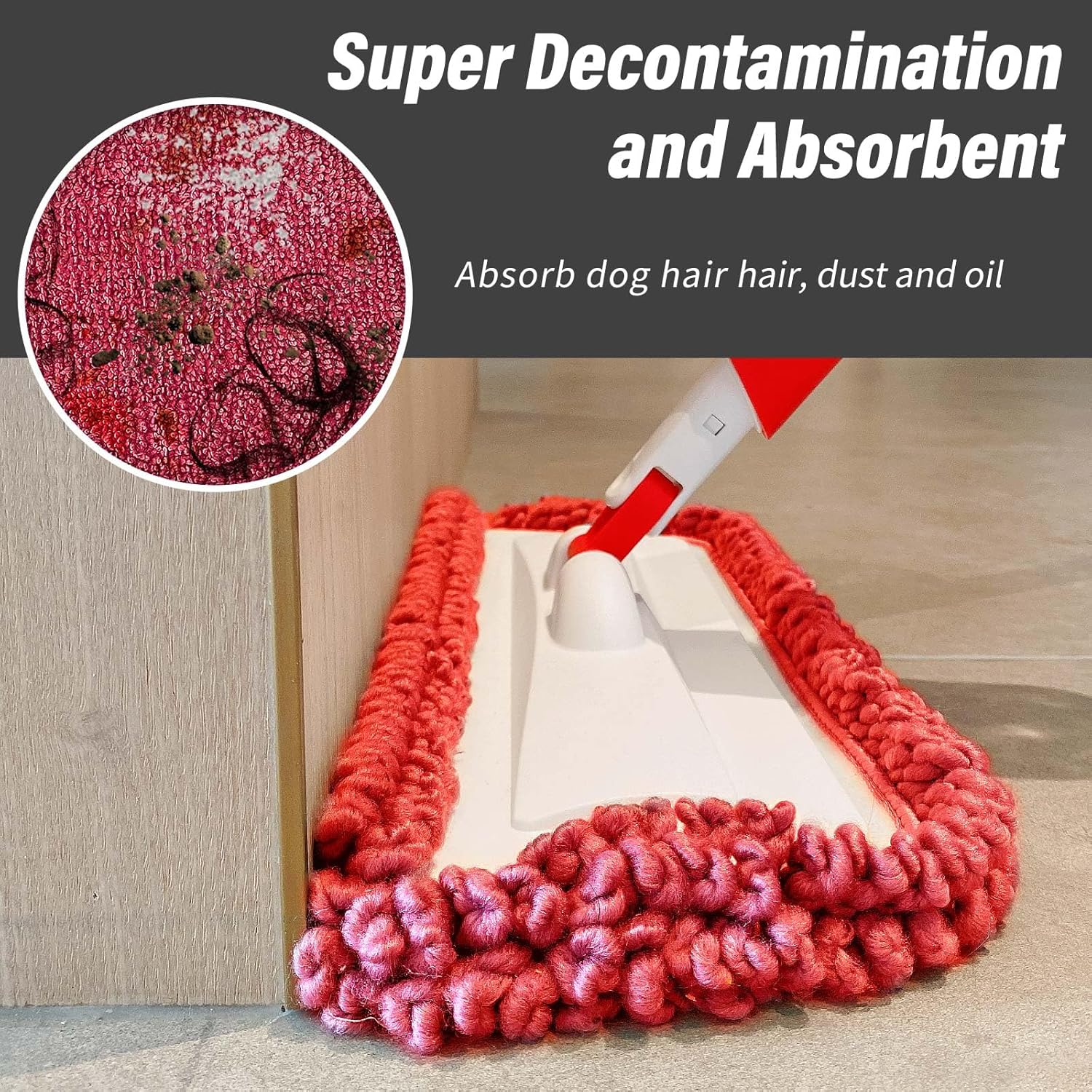 16.5 inch Mop Refills, 3 Pack Microfiber Reusable Replacement Mop Pads Flat Replacements Heads for