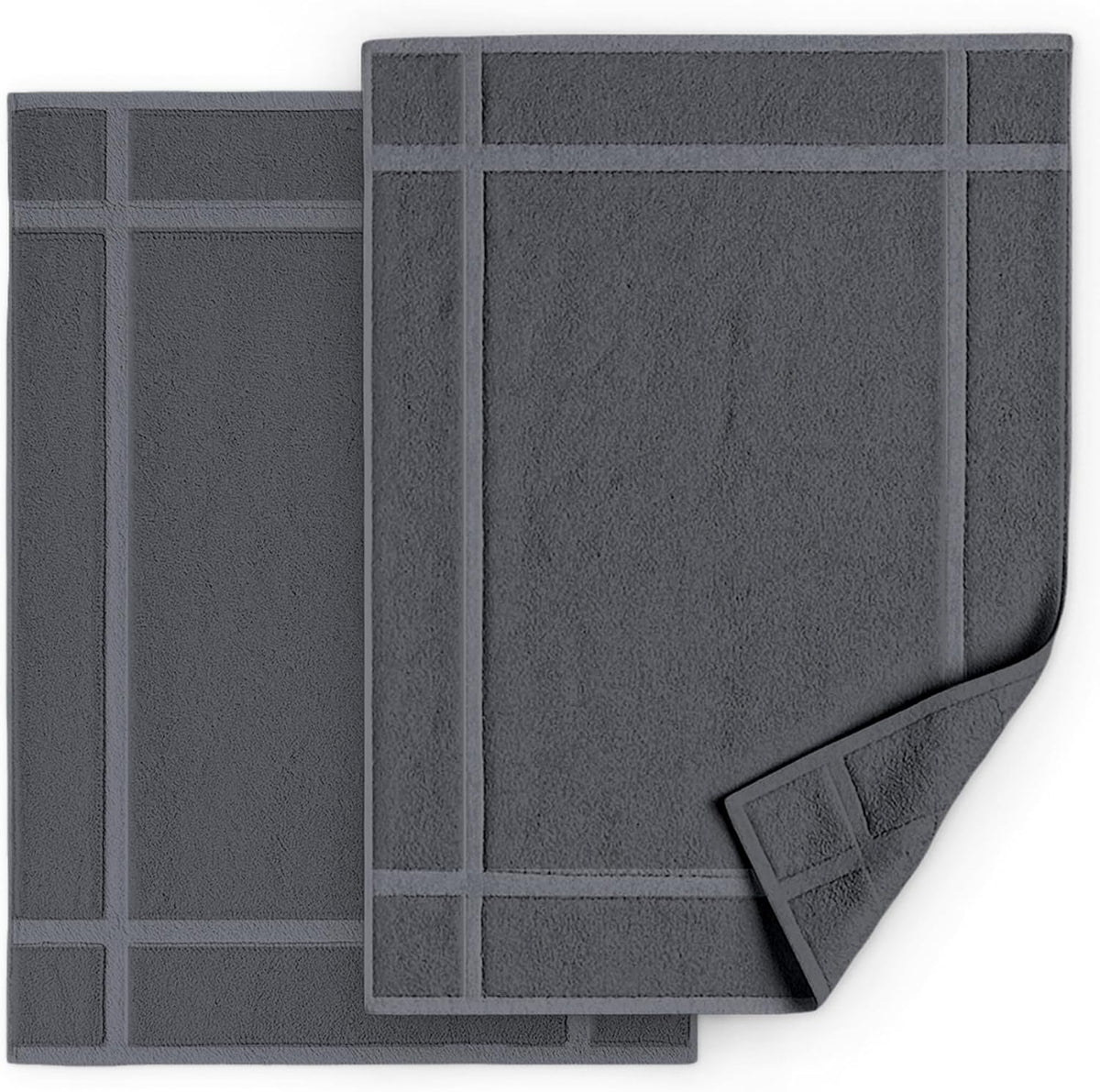 Pearl Linens Pack of 2 Washable Cotton Bath Mat 18x25 - Soft & Absorbent Quick Dry Bathroom Mat
