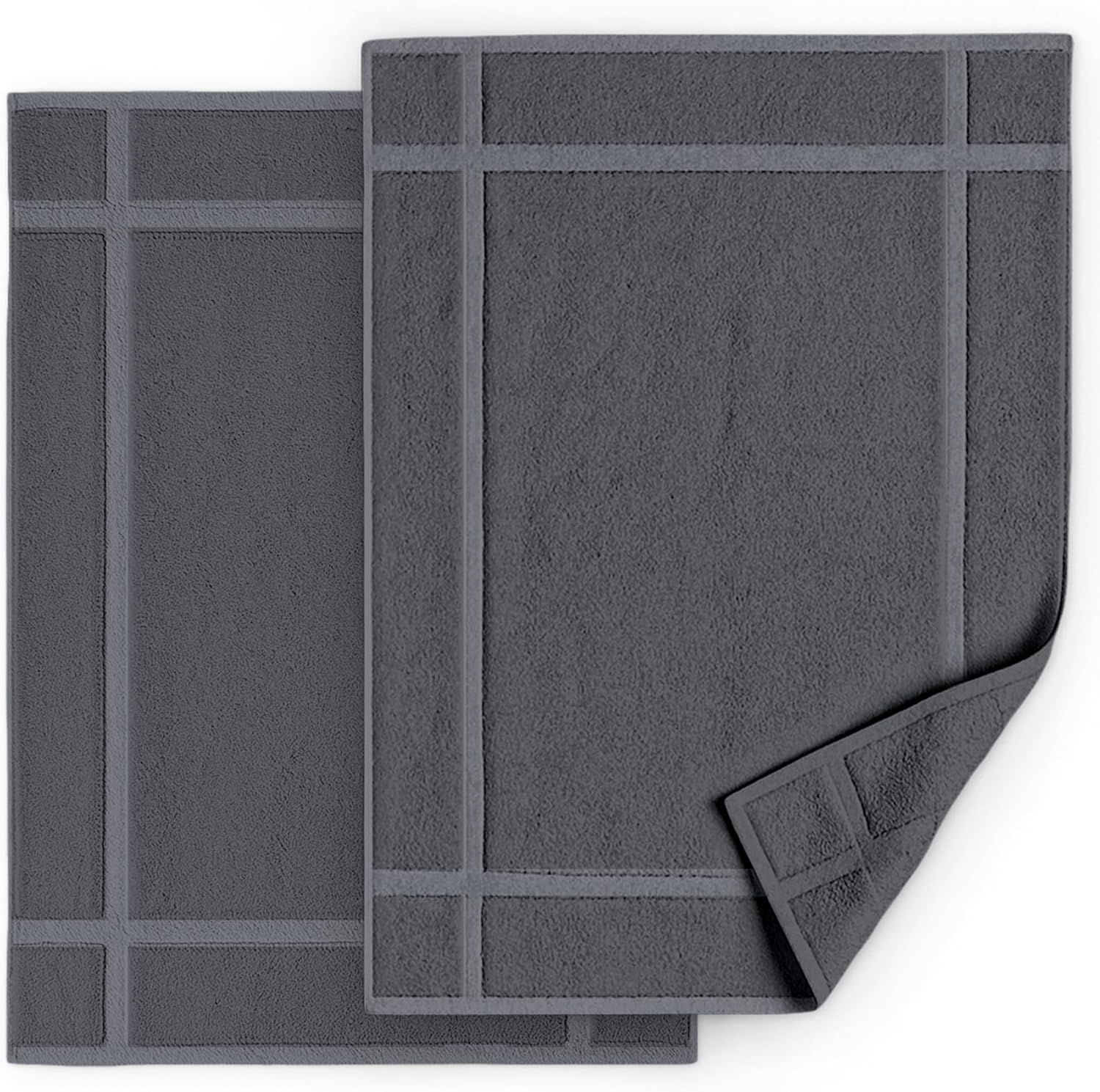 Pearl Linens Pack of 2 Washable Cotton Bath Mat 18x25 - Soft & Absorbent Quick Dry Bathroom Mat