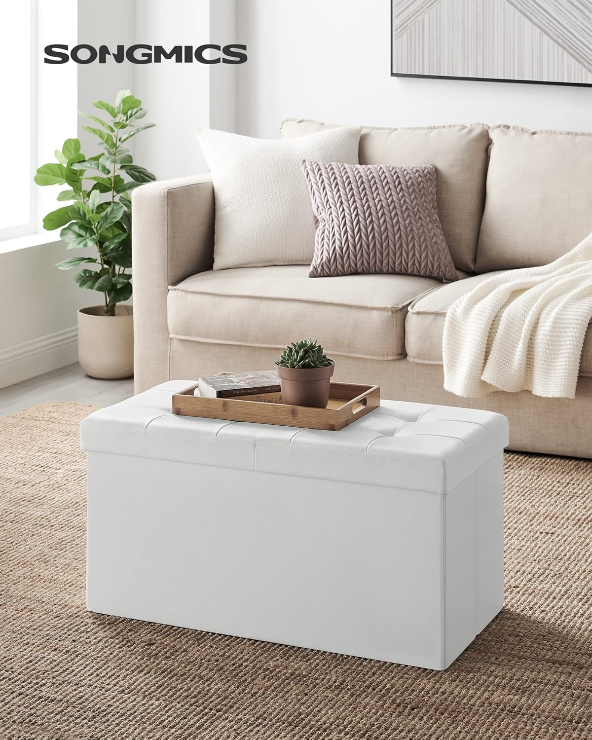 SONGMICS MAZIE Collection - 30 Inches Storage Ottoman Bench with Flipping Lid, Storage Chest