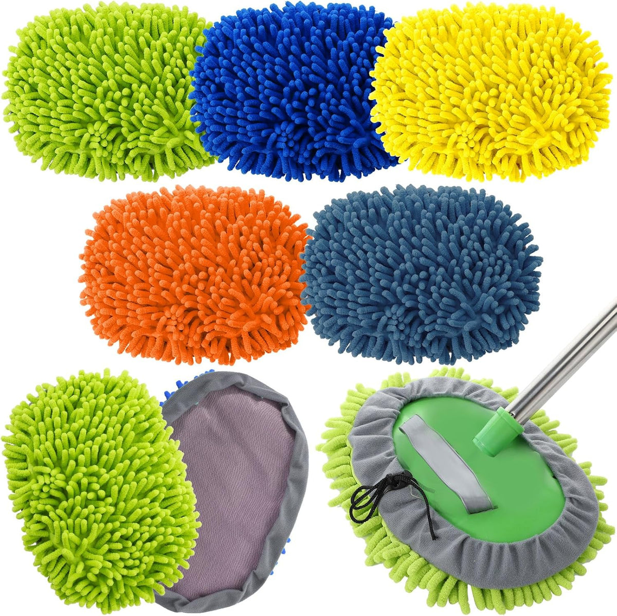 Layhit 5 Pcs Car Wash Mitt Set, Brush Not Included, Microfiber Mitt Cleaning Car Truck Washing