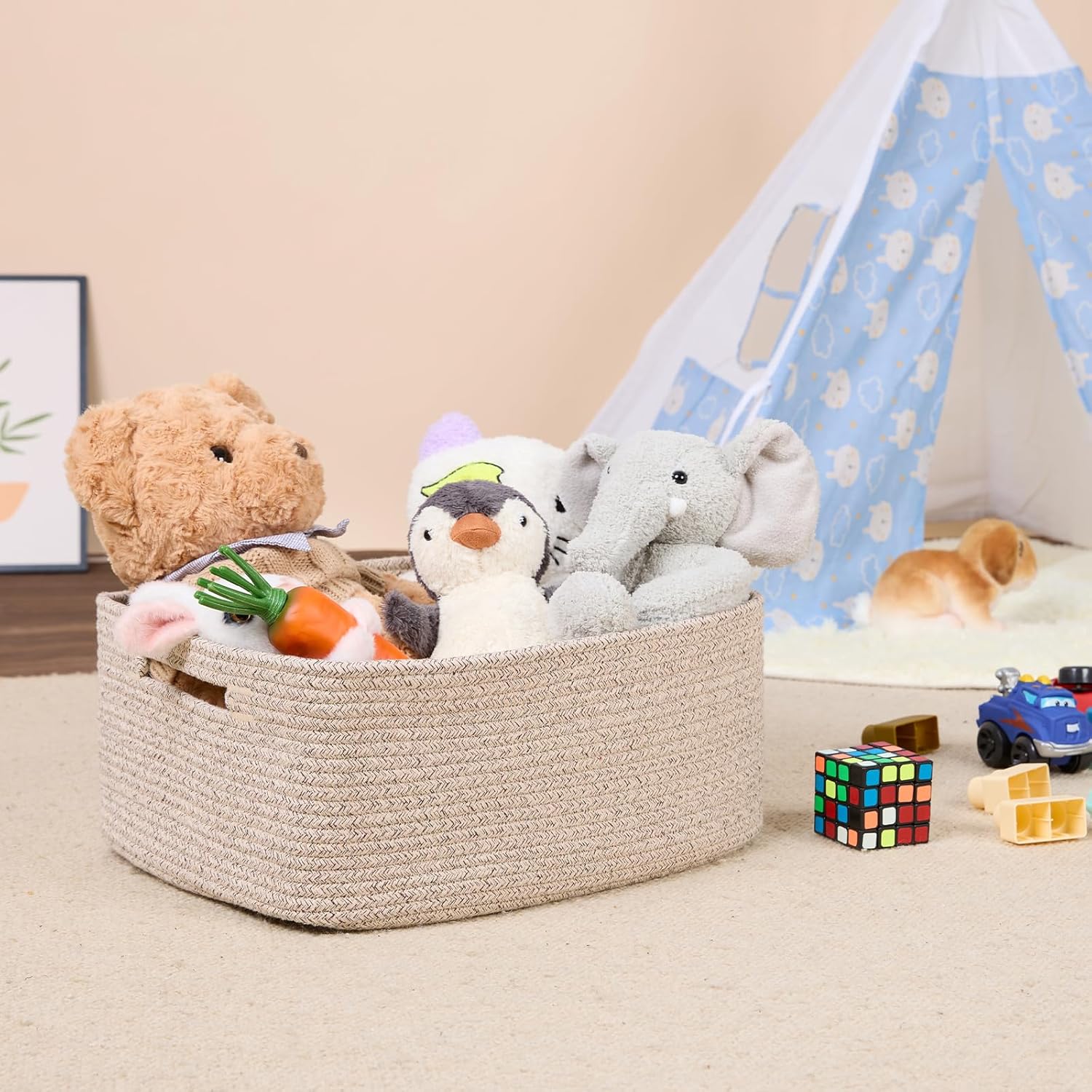 Large Storage Baskets for Shelves, Closet Organizers Bins for Clothes Blanket Towels, Baby Nursery