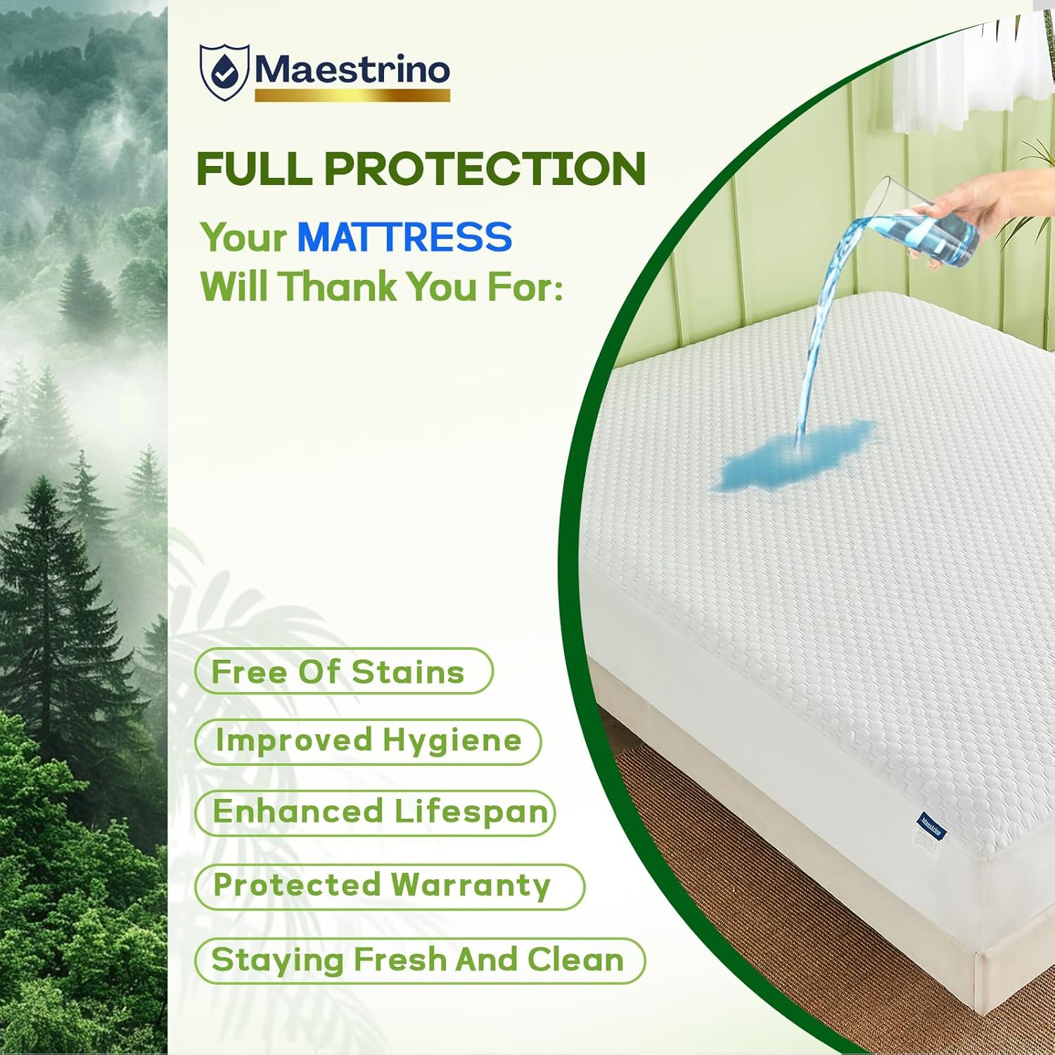 Luxury Queen Size Tencel Waterproof Mattress Protector Deep Pocket - Premium Cooling Bed Cover Pad