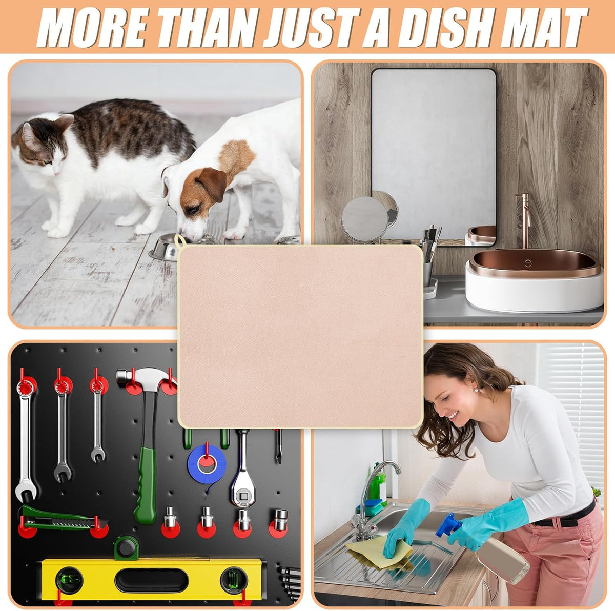 Hushee 2 Pack Extra Large Dish Drying Mat Microfiber Absorbent Dish Drying Pad Large Size Dishes