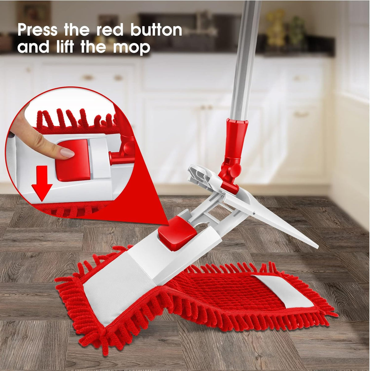 MASTERTOP Microfiber Mop for Floor Cleaning, Flat Dust Mop for Home and Kitchen, Adjustable