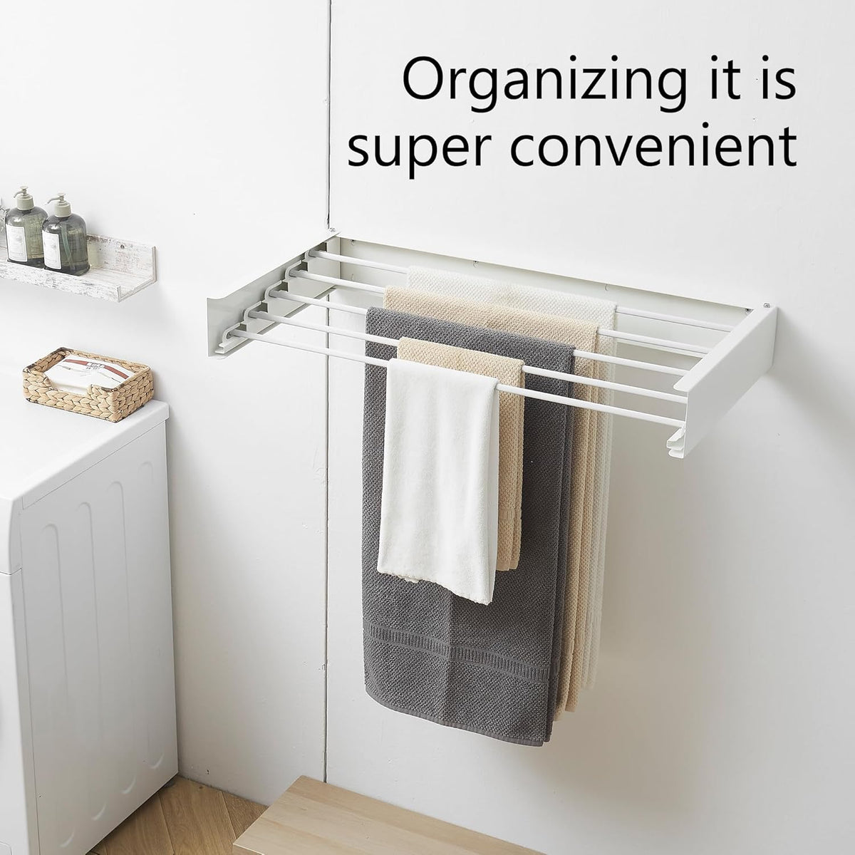 Clothes Drying Rack, Laundry Hanging Rack Collapsible, Wall Mounted Drying Rack for Laundry