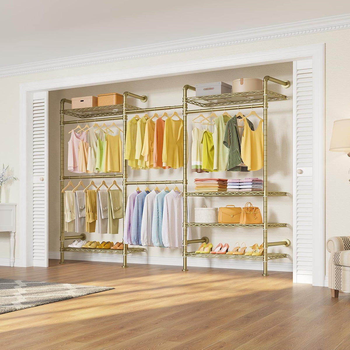 Timate F3 Garment Rack Heavy Duty Clothes Rack for Hanging Clothes, Expandable Industrial Pipe Wall