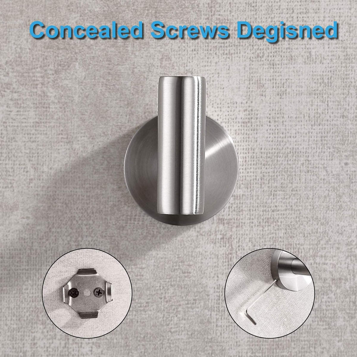 TASTOS Bathroom Towel Hooks Brushed Nickel, 2 Pack Stainless Steel Robe Coat and Clothes Hook