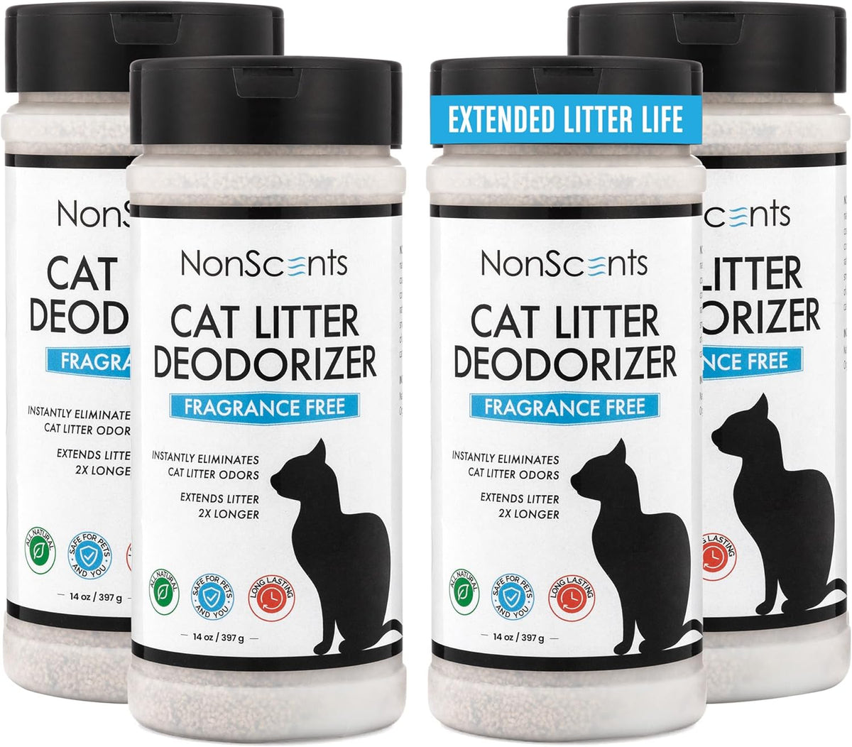 NonScents Cat Litter Deodorizer - Litter Box Odor Eliminator - Less Scooping Extends Kitty Litter