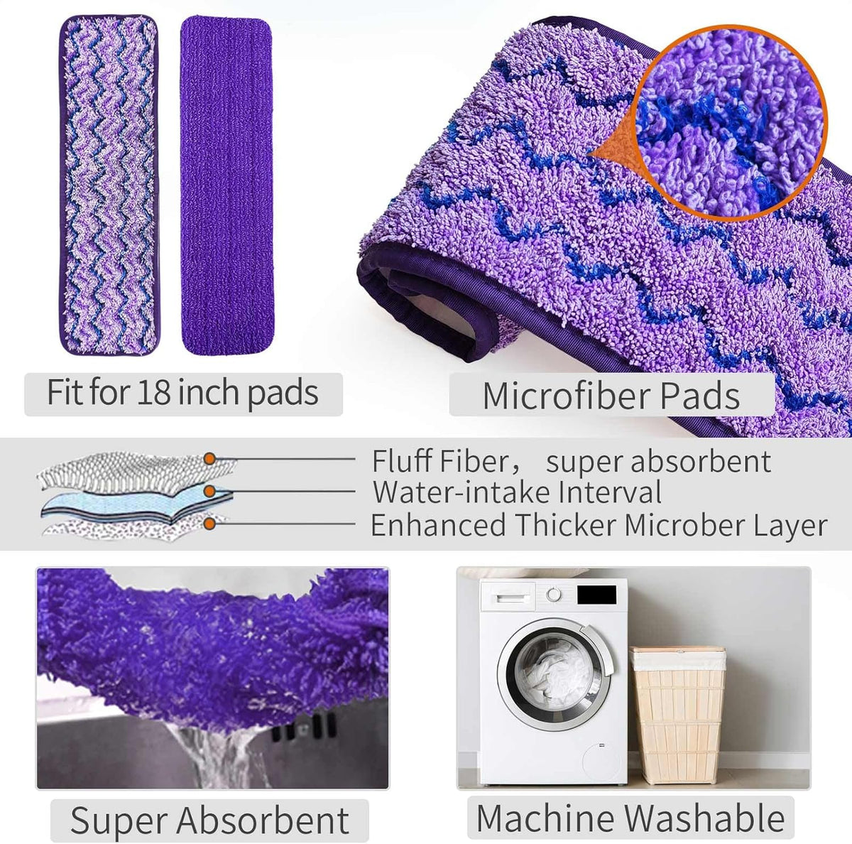 Mops for Floor Cleaning, Wet and Dry Spray Mop with Refillable Spray Bottle and 3 Washable