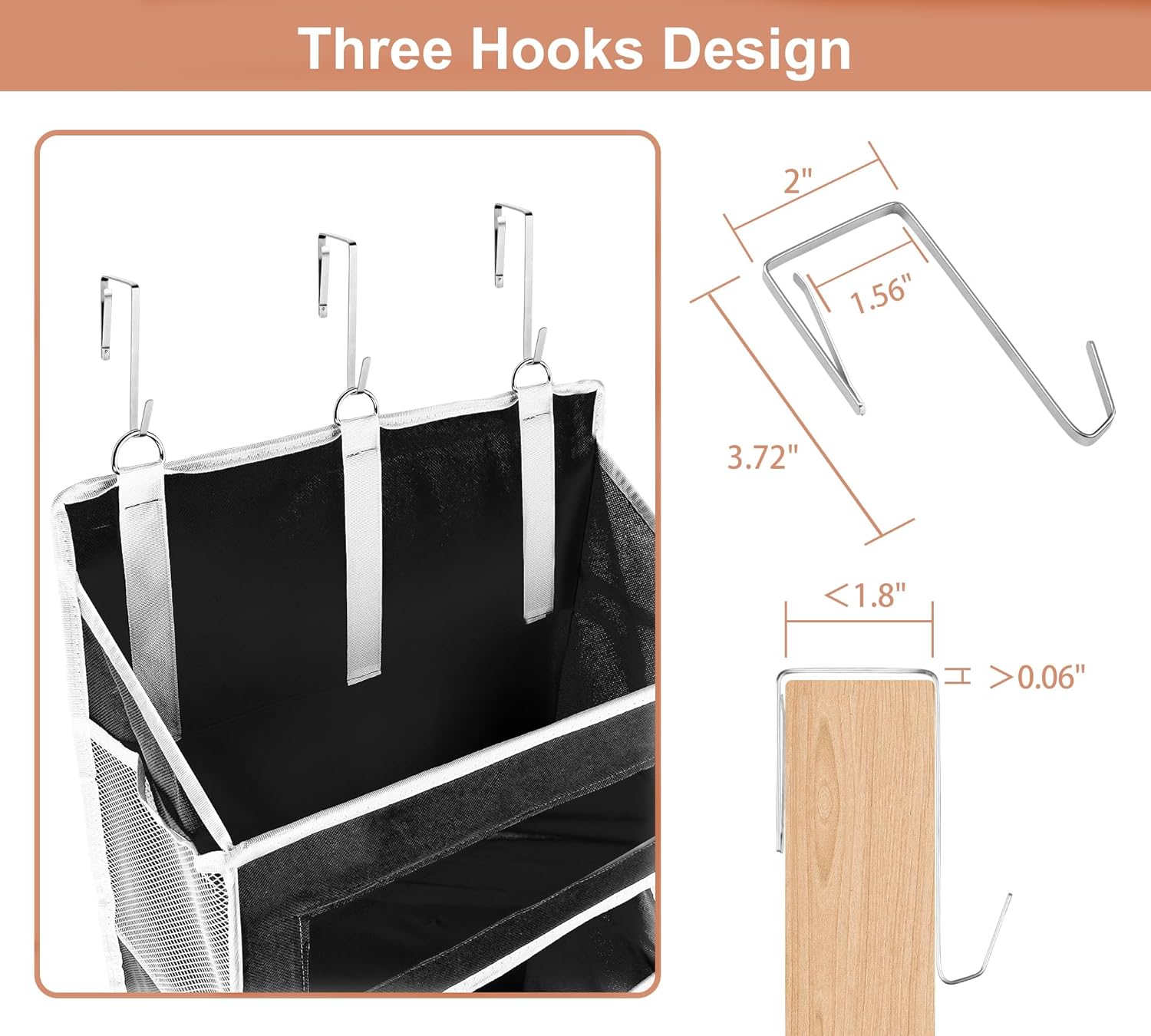 2 Packs 5-Tier Over the Door Storage Organizer with 10 Side Mesh Pockets, 48 lbs Load Capacity, 3