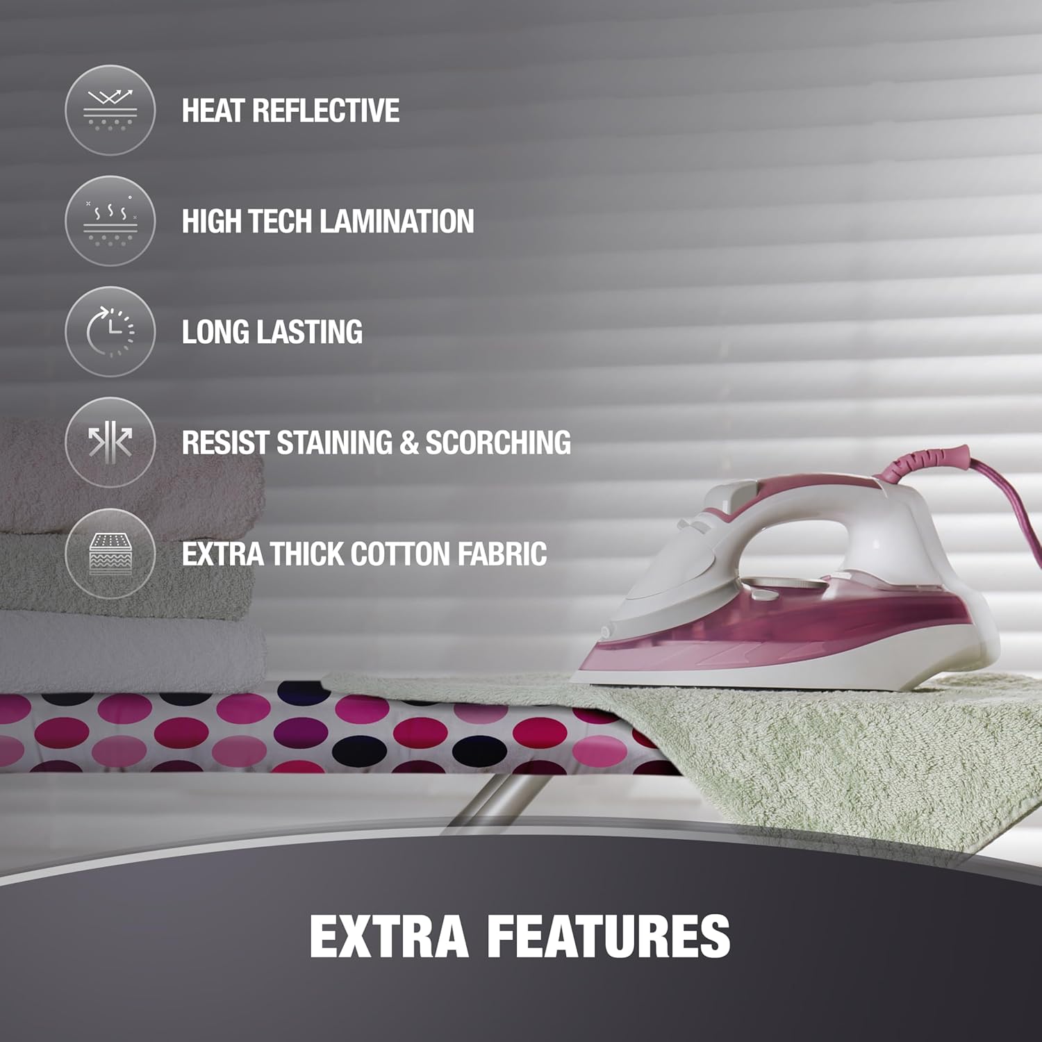 Extra Thick Ironing Board Covers with Pad Standard Size 15x54, Snug Fit Adjustable Drawstring
