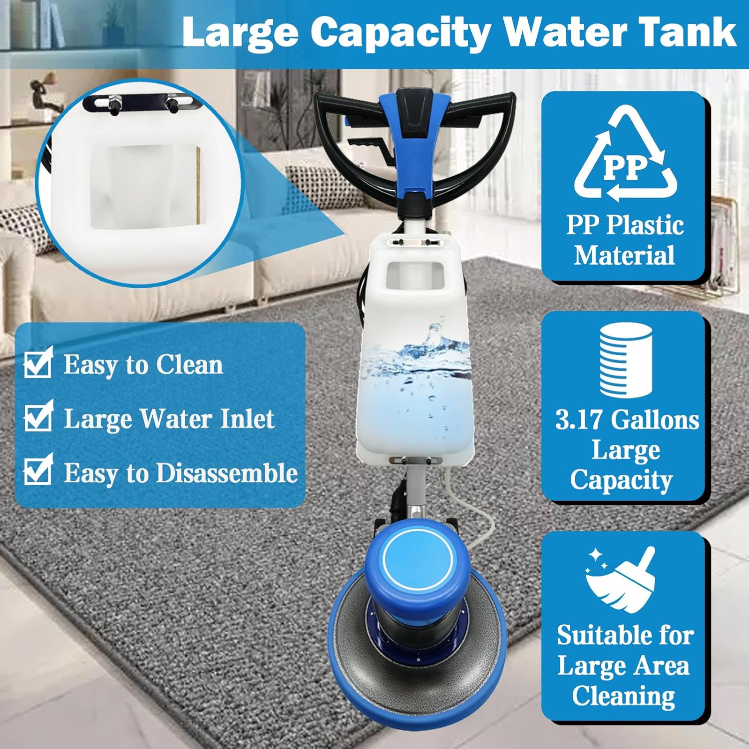 TECHTONGDA Floor Polisher Commercial Floor Buffer Scrubber Buffer Polisher Machine 17" Carpet