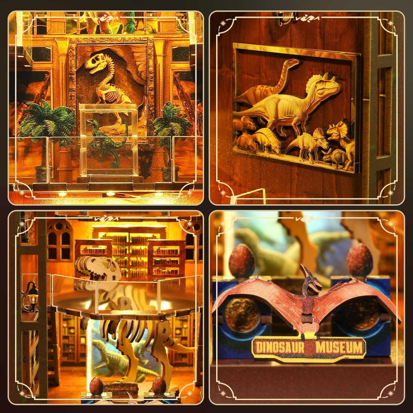 Book Nook Kit - DIY Miniature Museum Dollhouse & Tiny House 3D Wooden Puzzle, Creative Bookshelf