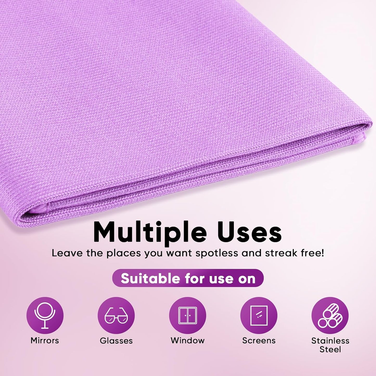 HOMEXCEL Microfiber Glass Cleaning Cloth 12 PK, Lint Free Streak Free, Reusable Cleaning Cloth for