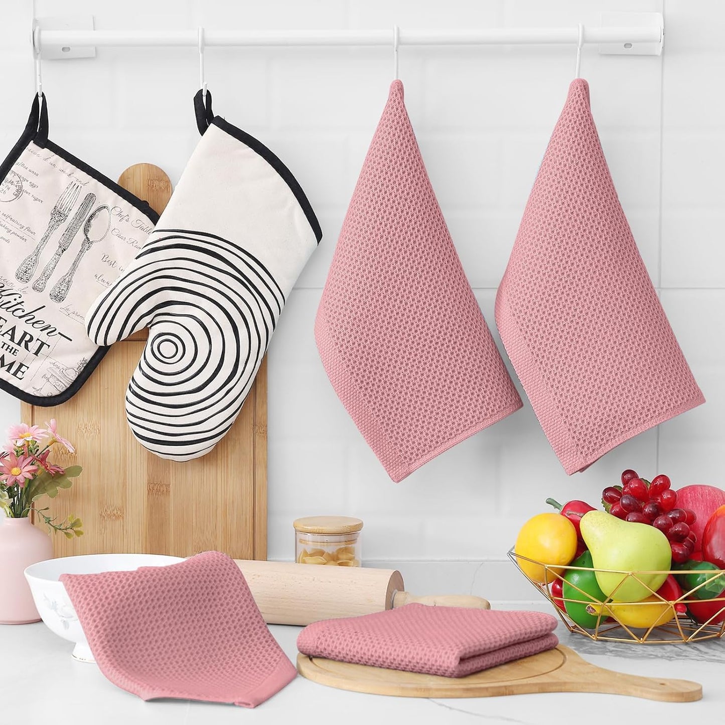 Homaxy 100% Cotton Waffle Weave Kitchen Dish Cloths, Ultra Soft Absorbent Quick Drying Dish Towels