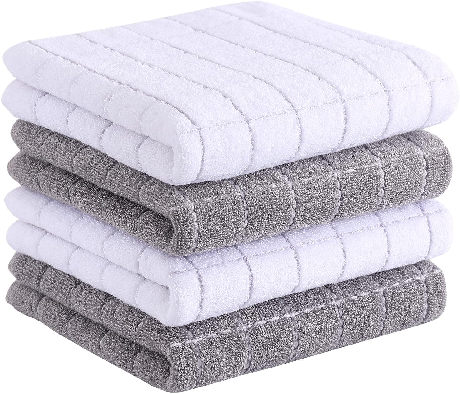 Homaxy 100% Cotton Terry Kitchen Towels(Mixed Color, 13 x 28 Inches), Checkered Designed, Soft and